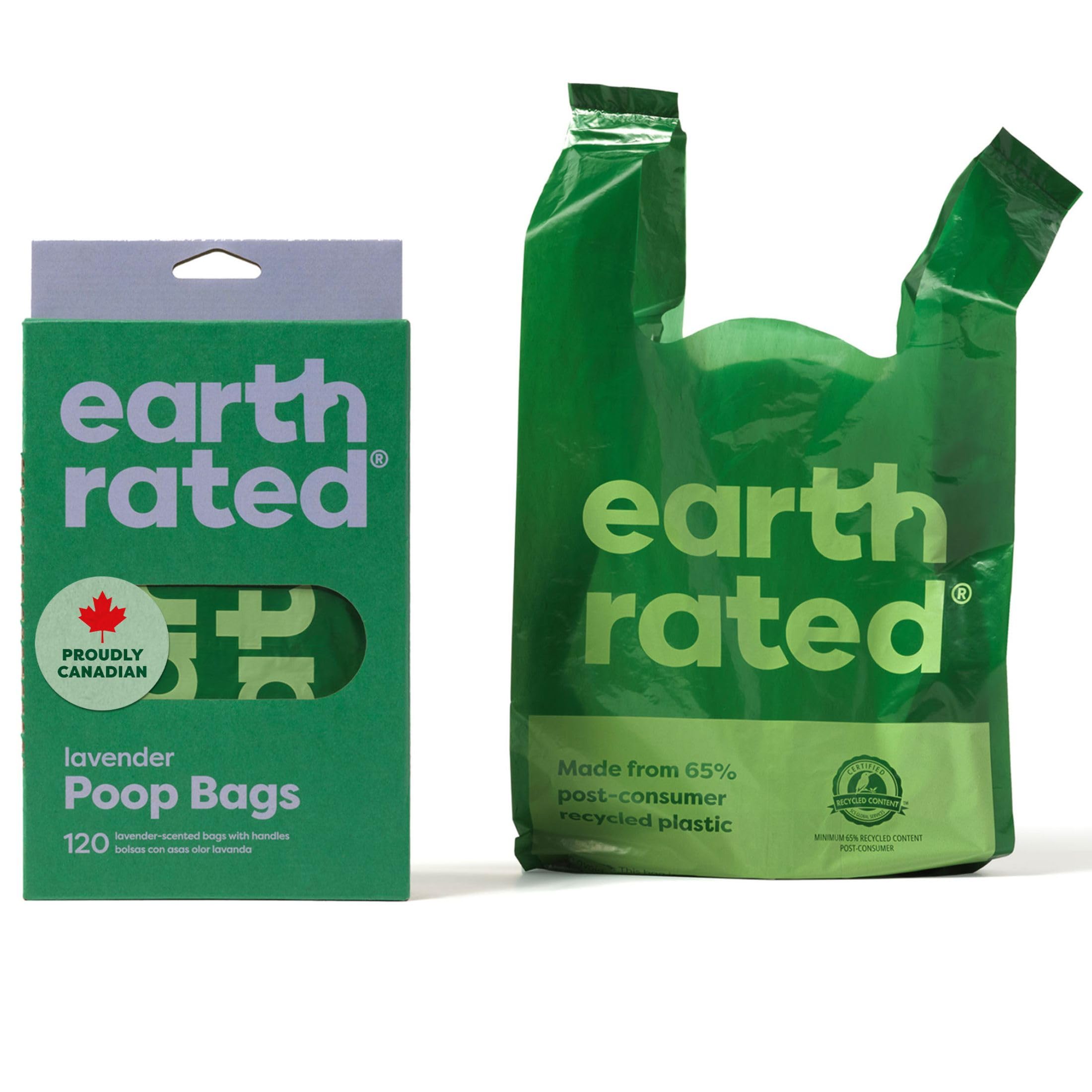 Earth Rated Dog Poo Bags with Handles - 120 Count, Lavender Scented, Leakproof | 34 cm x 17 cm 1