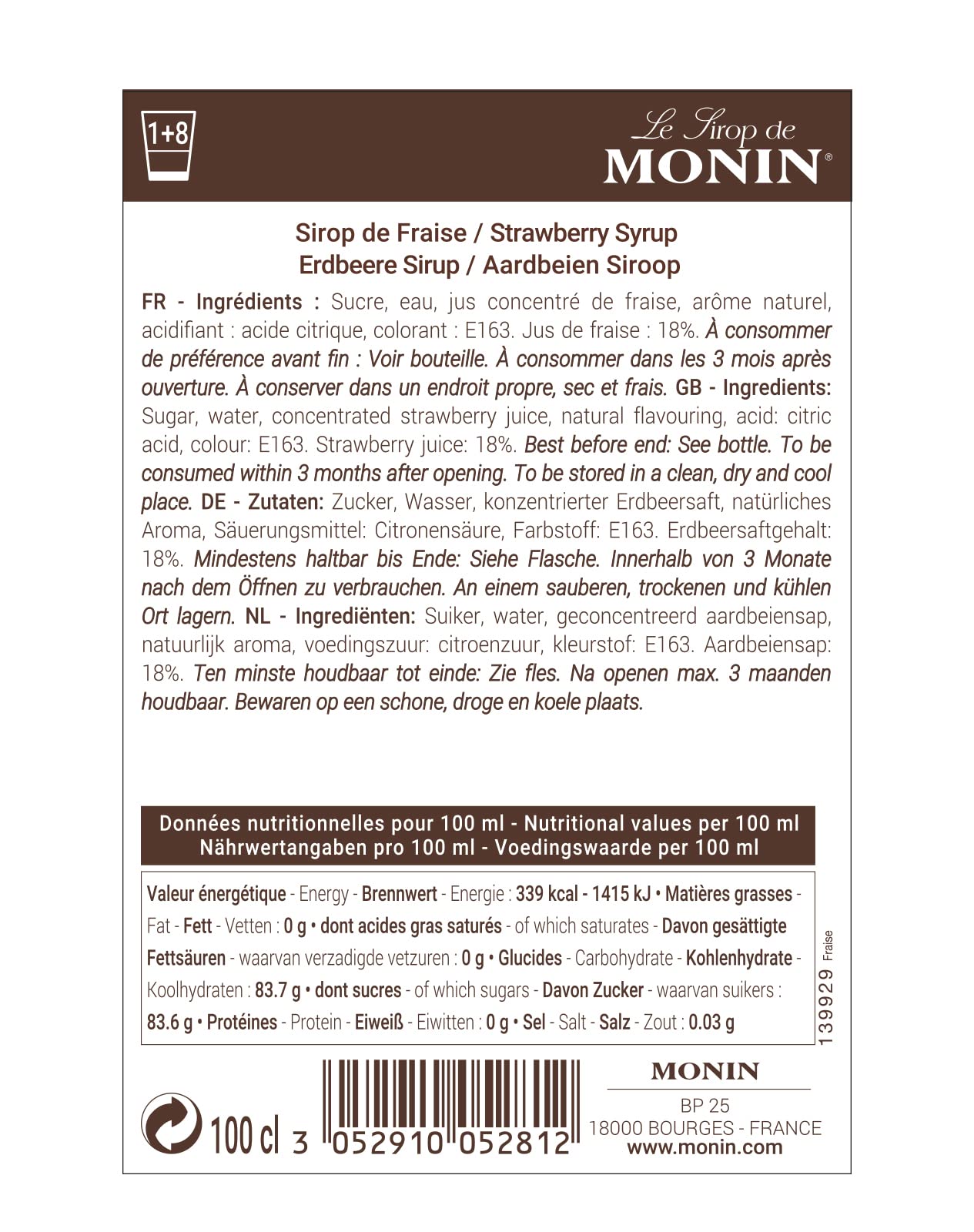Monin Premium Strawberry Syrup - 1L PET Bottle | Natural Flavours | Vegan & Allergen-Free 7