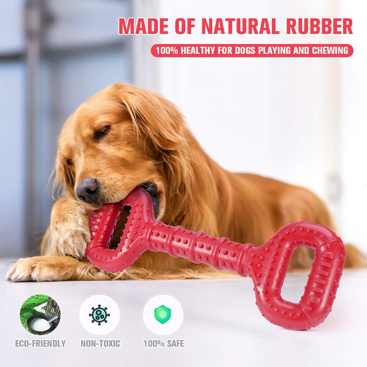 Feeko Large Breed Dog Chew Toy - 15 Inch Indestructible Bone for Dental Health | Natural Rubber | Beef Scent 2