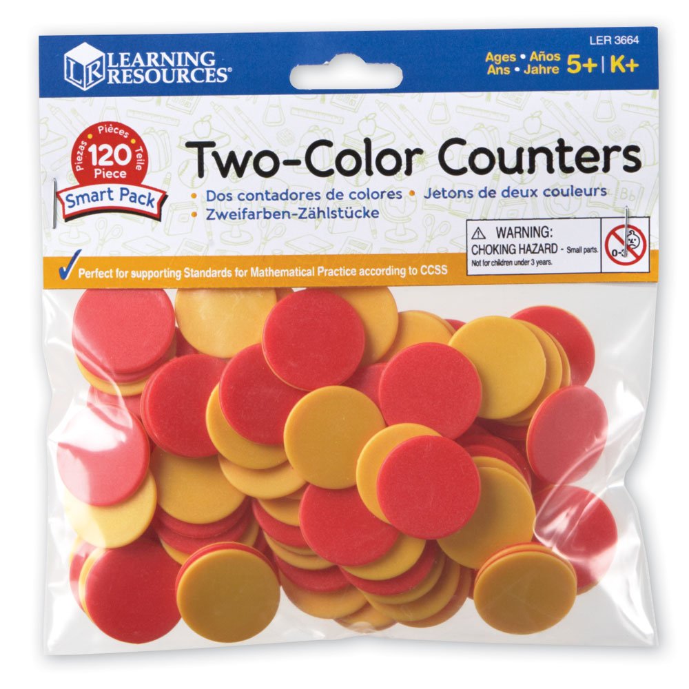 Learning Resources Two-Colour Counters - 120 Red and Yellow Counters, 2cm