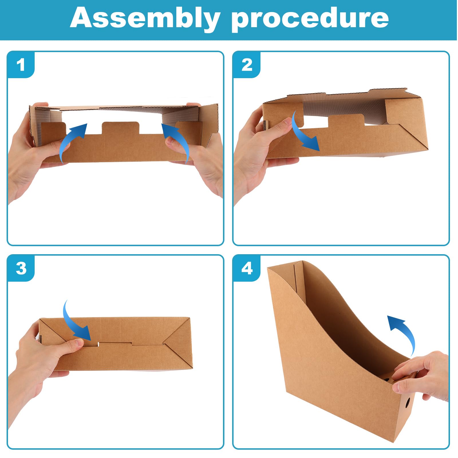 ASelected 10 Pcs Magazine File Holders - Premium Cardboard, Cowhide Color | 26x27x9cm 4