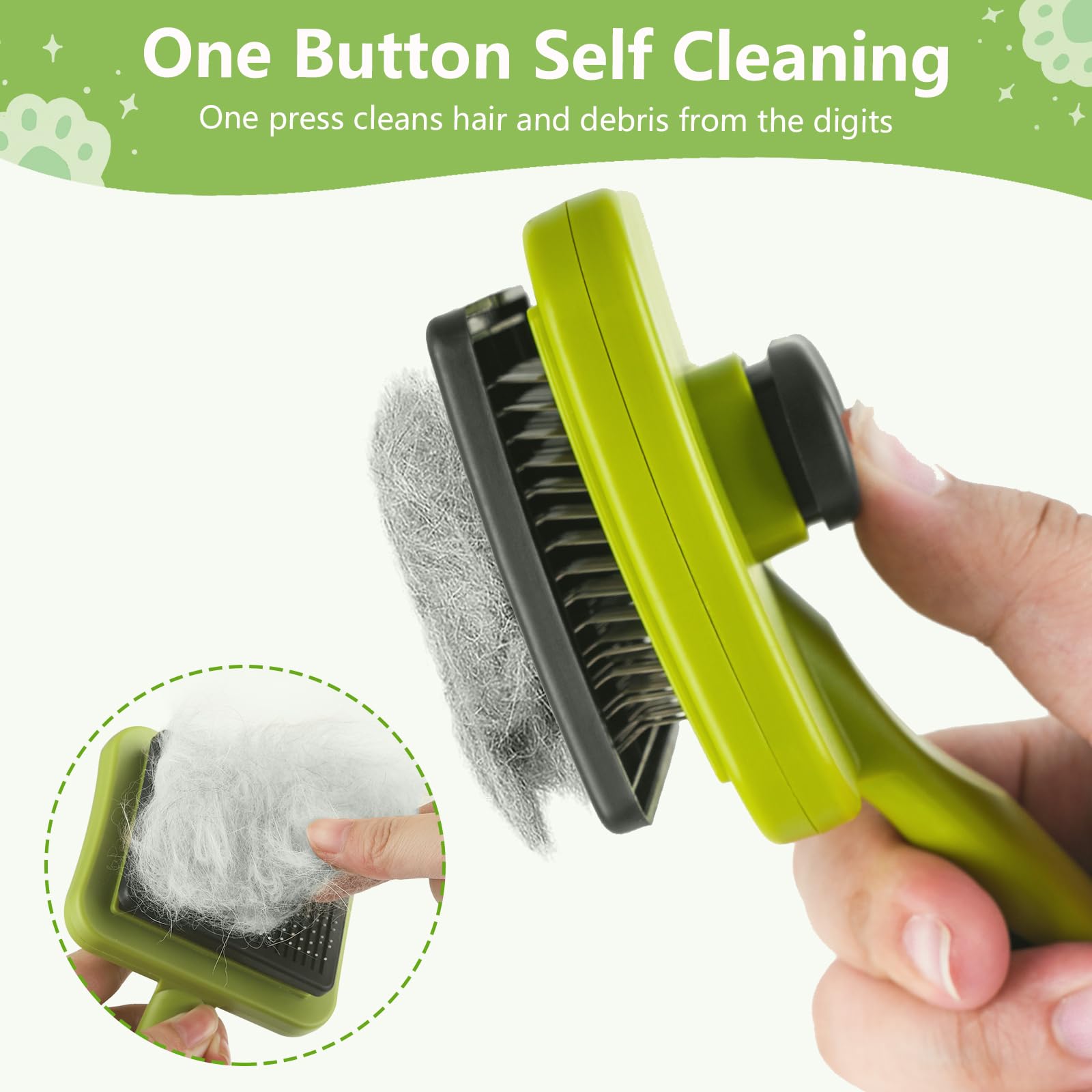 JADUFHU Self-Cleaning Slicker Pet Brush - Undercoat Removal | Stainless Steel Pins | Ergonomic Handle