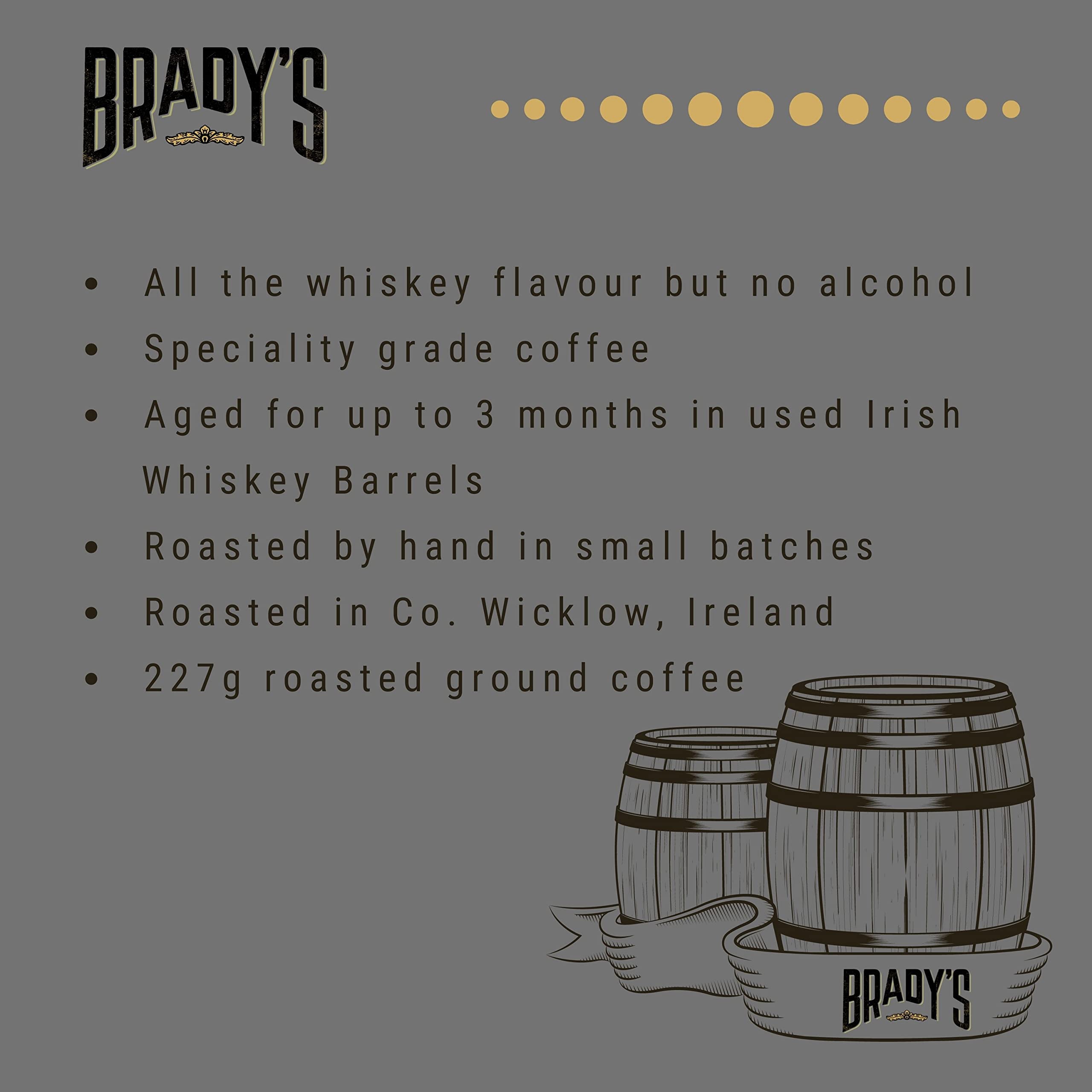 Brady's Irish Barrel Aged Ground Coffee - 100% Arabica Medium Roast - 227g 15