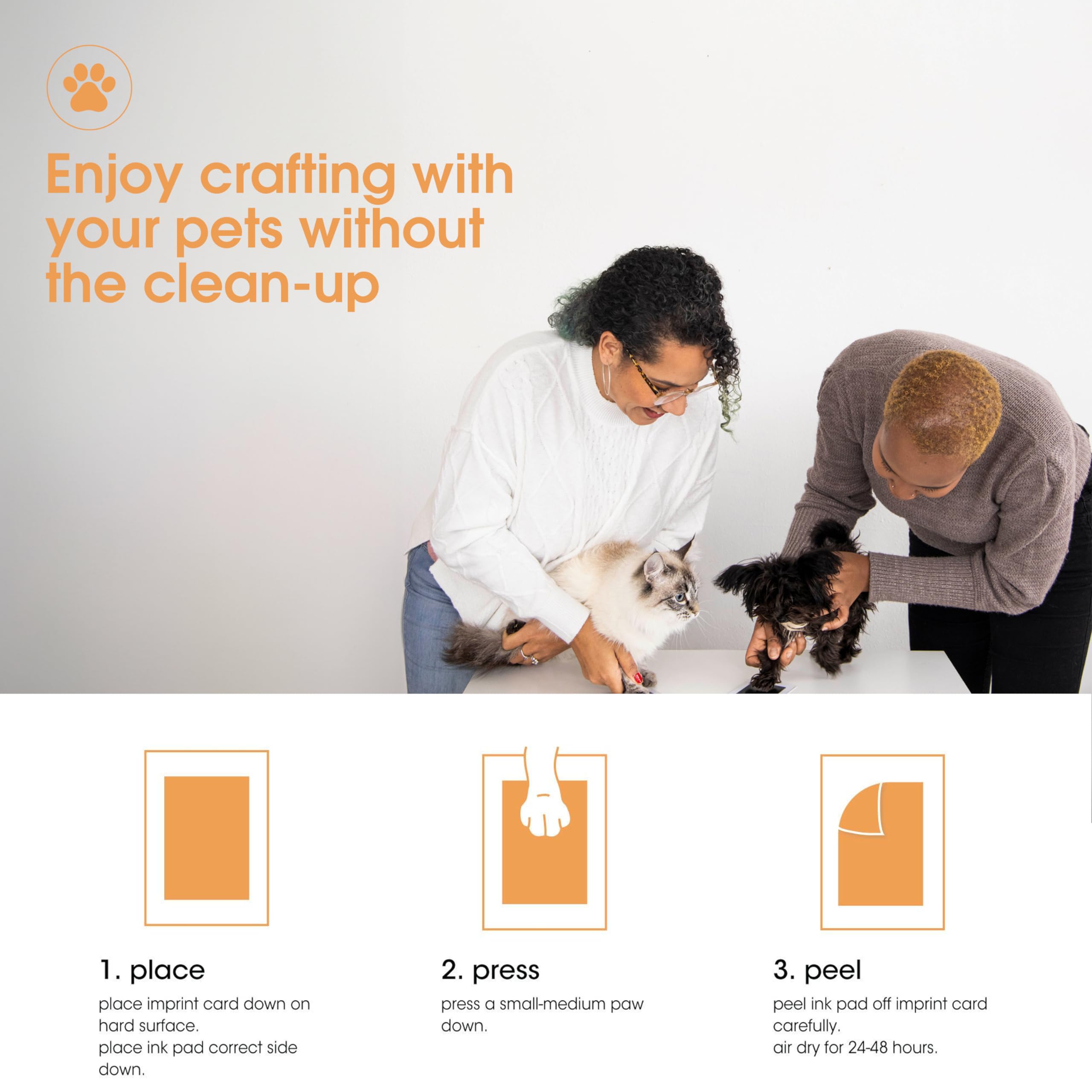 Pearhead Paw Print Clean-Touch Ink Pad Kit - Mess Free, 2-Pack for Dogs & Cats | Non-Toxic Black Ink 3