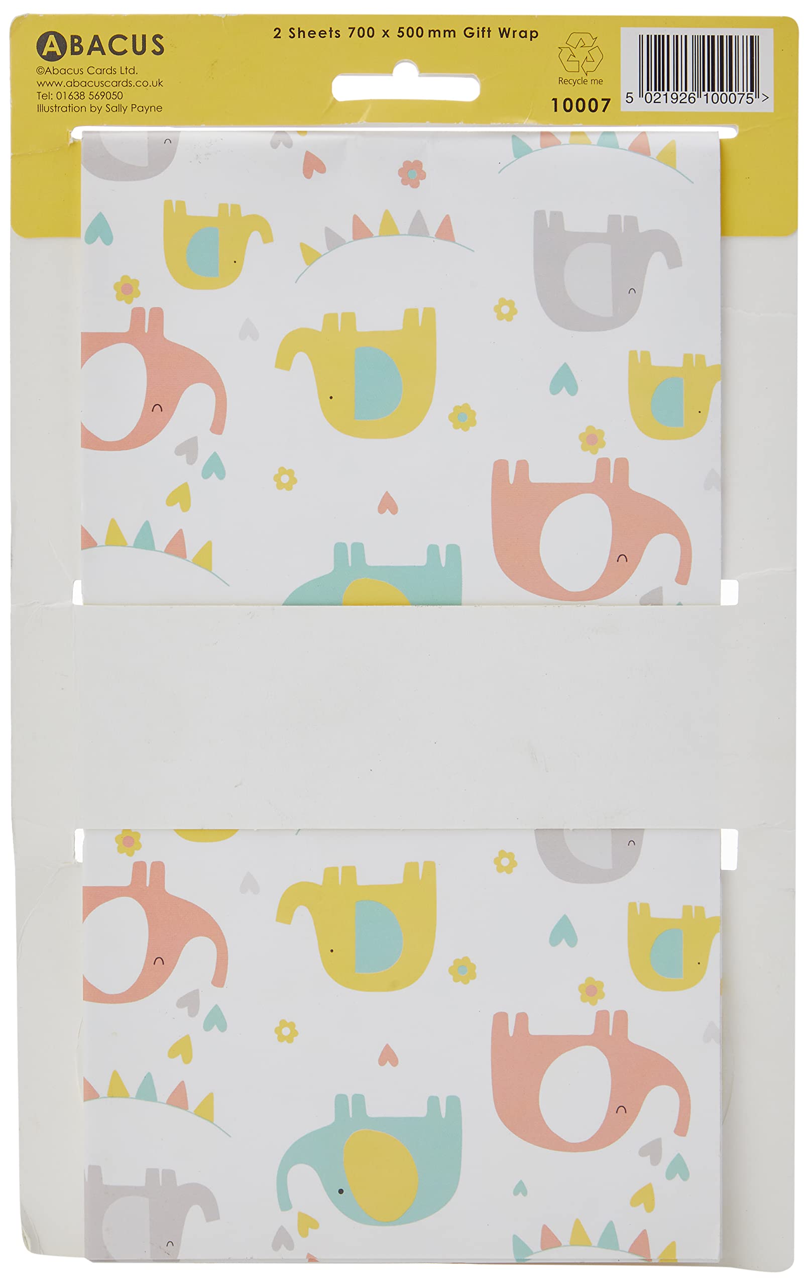 Abacus Elephant Fun Gift Wrap Pack - 2 Sheets, Glossy Finish, Includes Tags 2