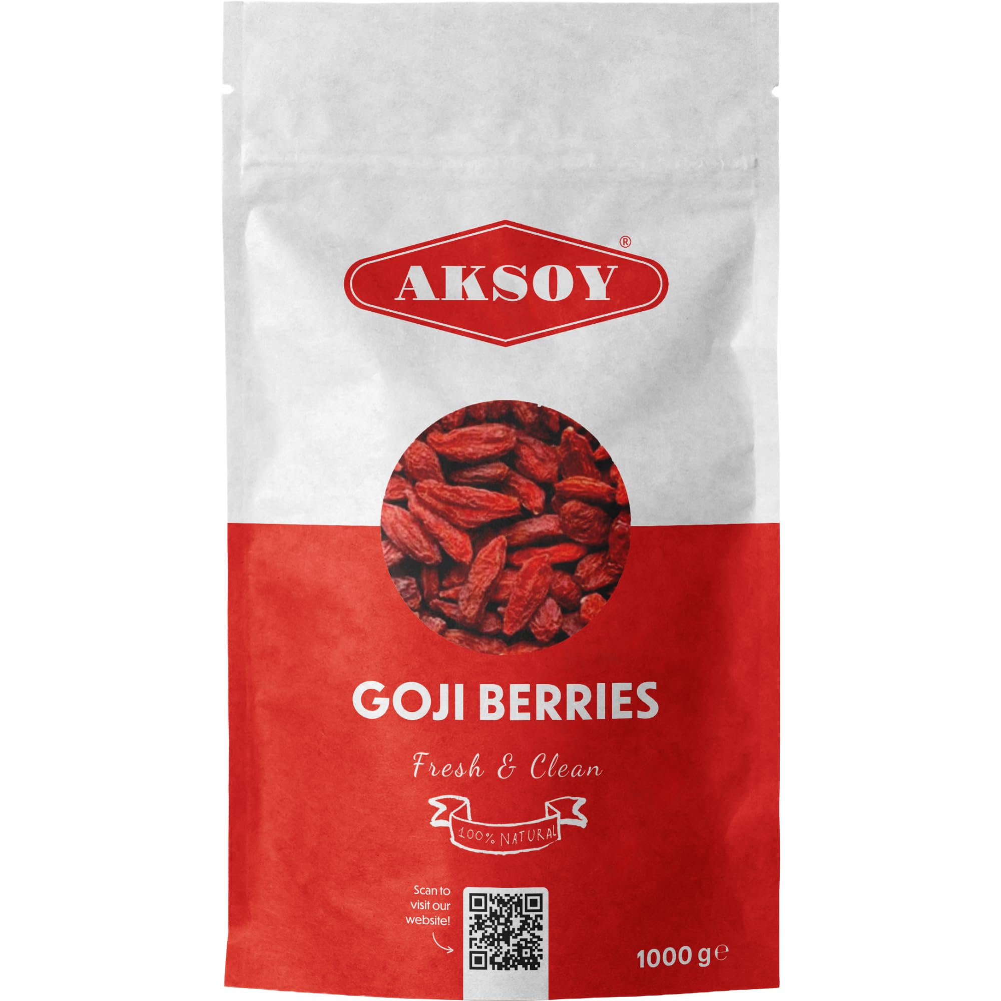 AKSOY Goji Berries - Raw Sun-Dried Wolfberries | 1000g | Natural & Vegan 1