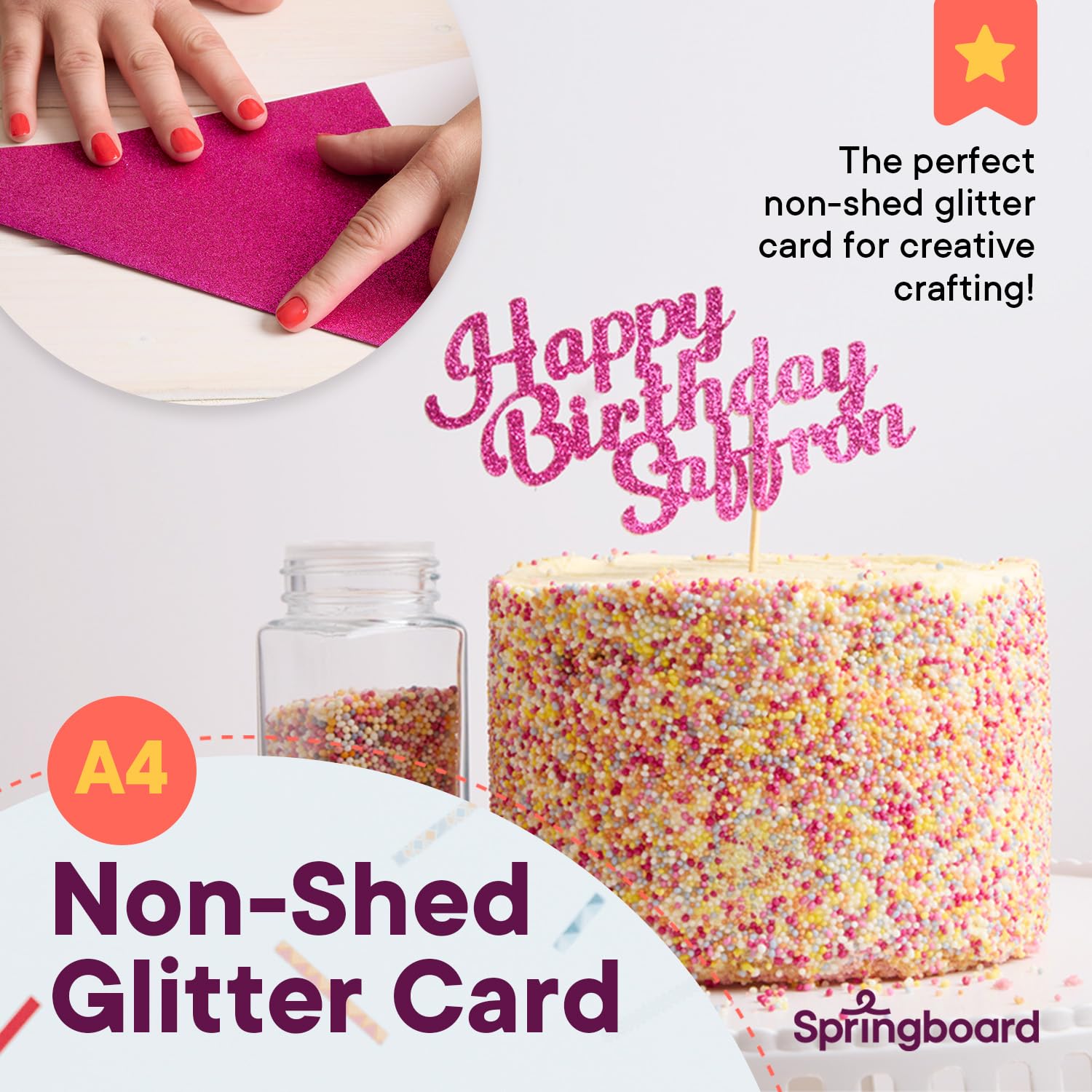 Springboard Supplies A4 Assorted Glitter Card Sheets - 10-Pack 290gsm Non Shed 4
