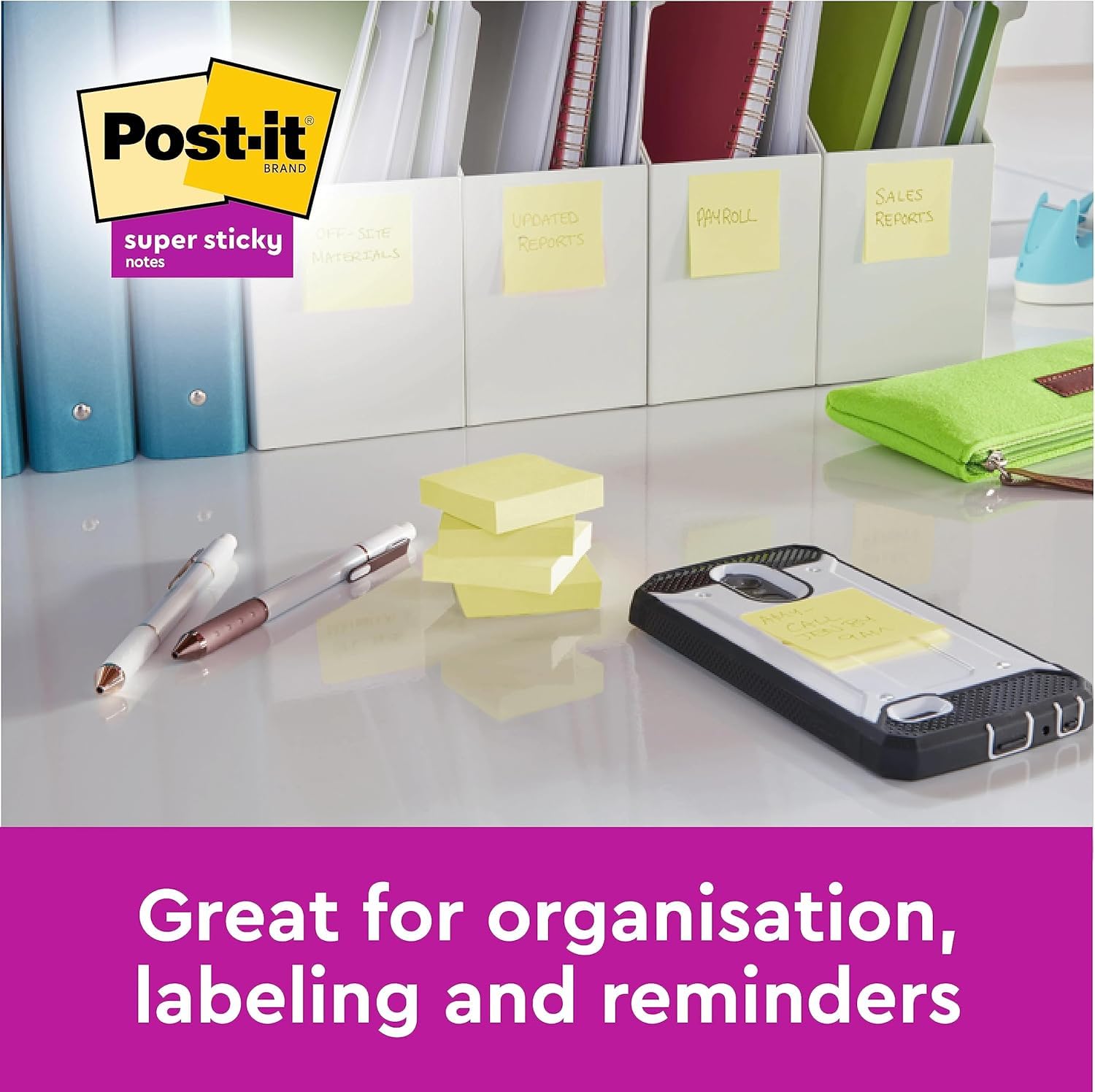 Post-it Super Sticky Notes - 540 Sheets | 76 mm x 76 mm Yellow Square Notes 4