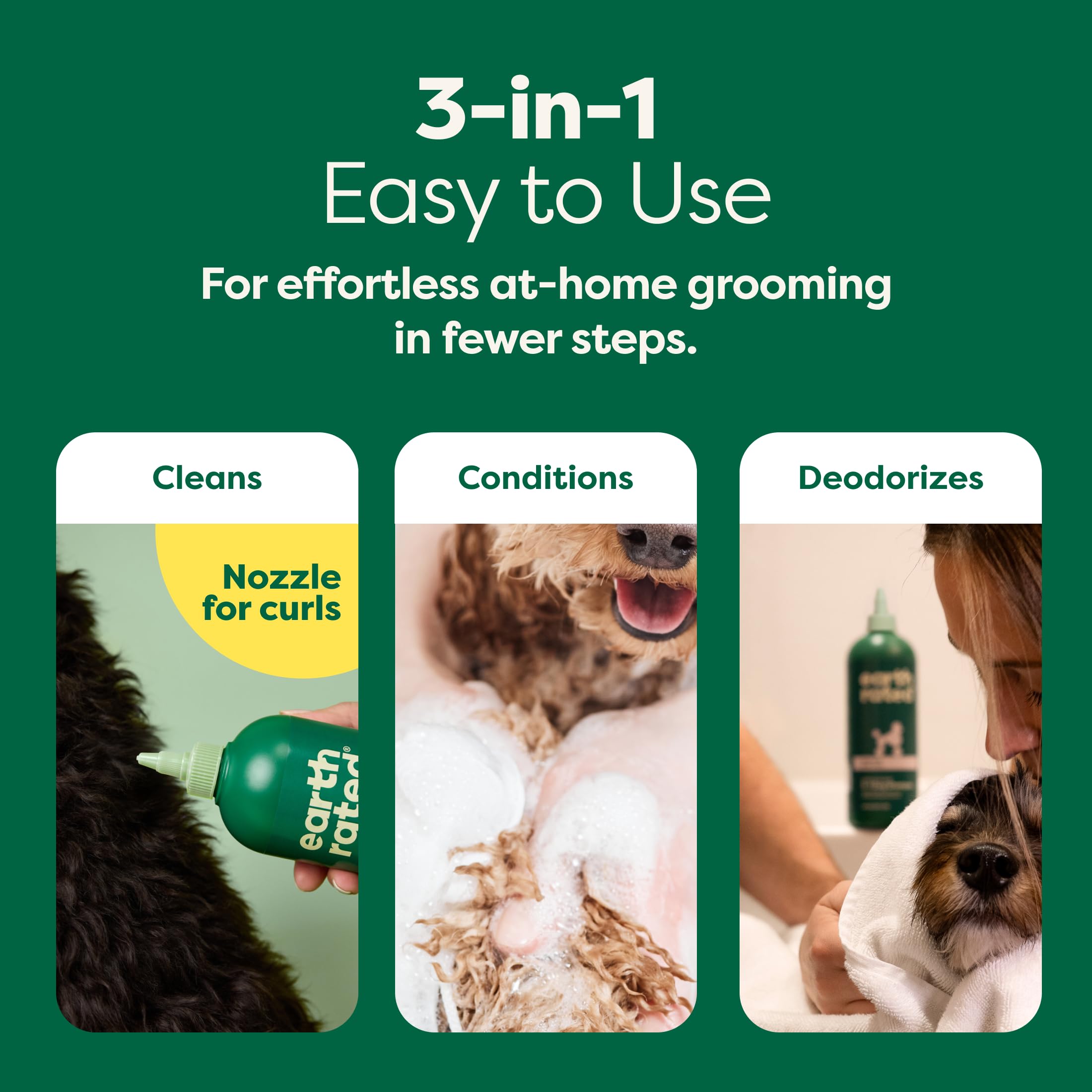 Earth Rated 3-in-1 Detangling Dog Shampoo and Conditioner with Oatmeal | White Tea & Basil Scent | 473ml 6
