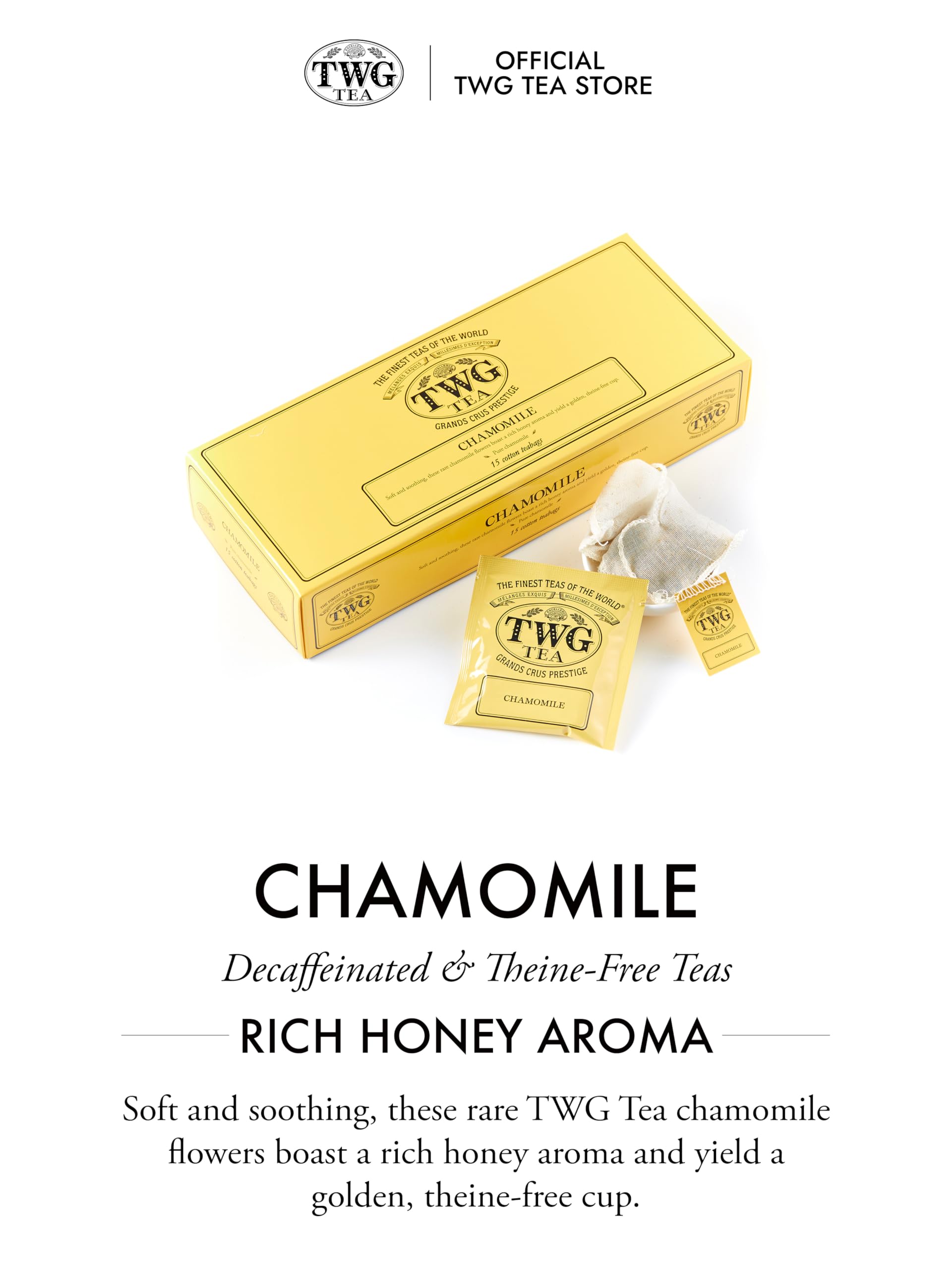 TWG Tea Chamomile Herbal Tea | Decaffeinated & Theine-Free | 15 Hand-Sewn Cotton Teabags 8