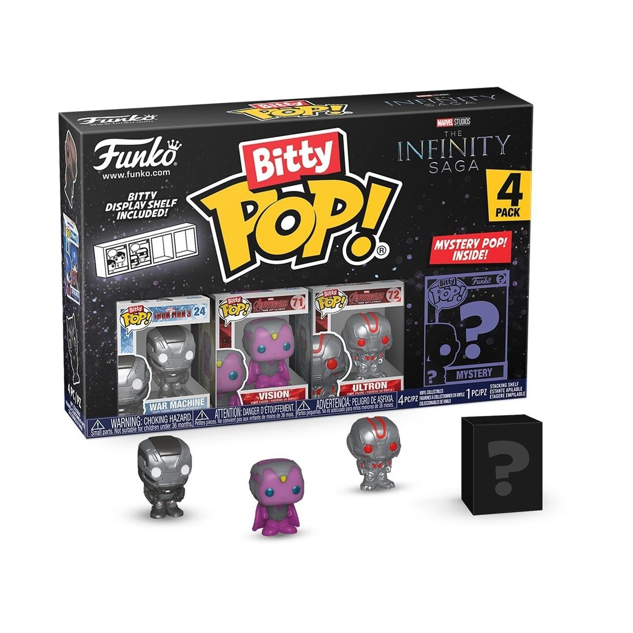 Funko Bitty Pop! Marvel Iron Man 4PK - War Machine, Vision, Ultron & Mystery Mini | 0.9 Inch Vinyl