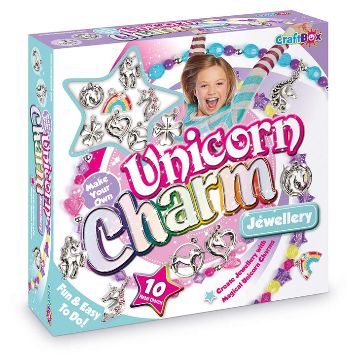Craftbox CB806 Unicorn Charm Jewellery Craft Set, Mixed.