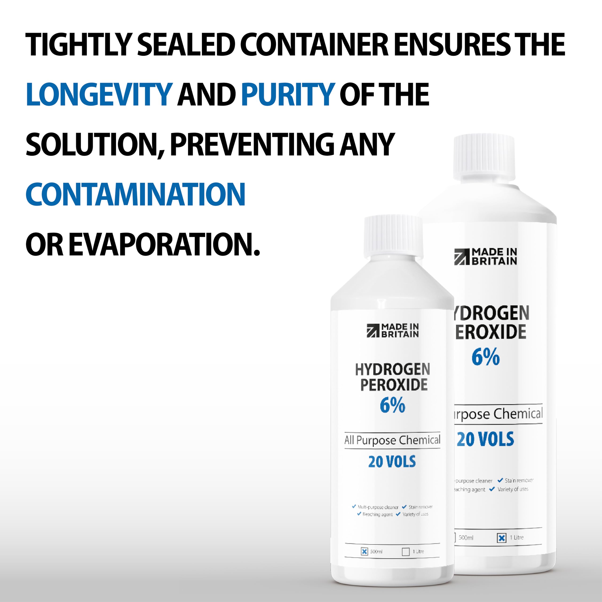 ChemLab Hydrogen Peroxide 6% Solution - Multi-Purpose Disinfectant Cleaner | 500ml Liquid 5