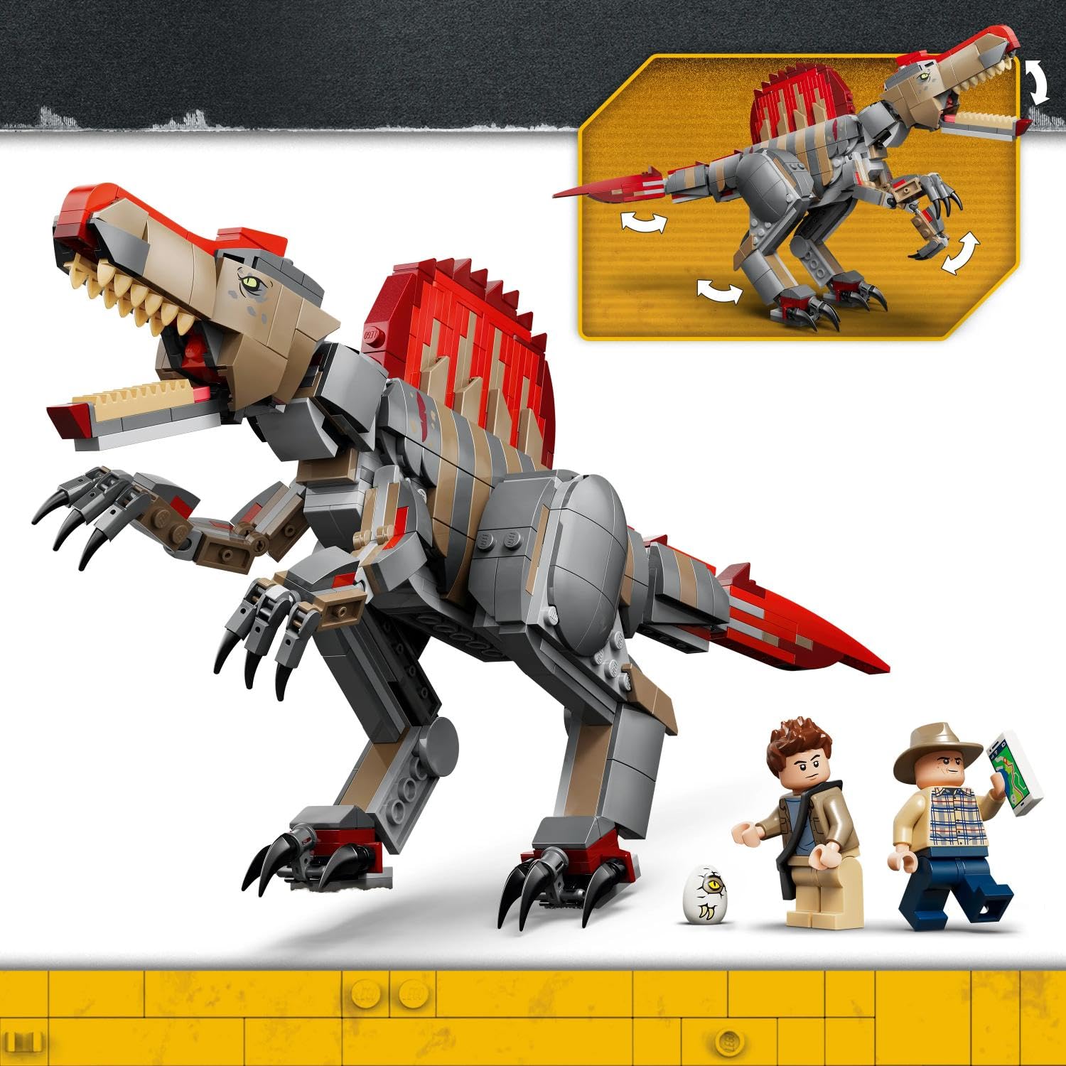 LEGO Jurassic World Spinosaurus Dinosaur Escape Building Set (Ages 9+) - Interactive Dinosaur Toy with Breakable Gate 3