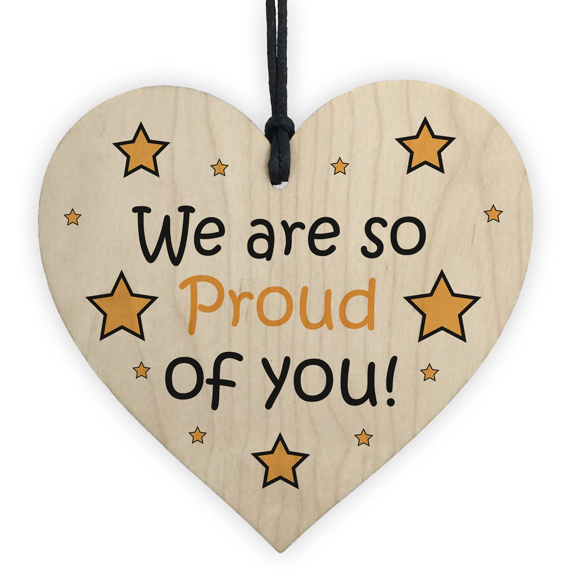 RED OCEAN Proud Of You Wooden Plaque Gift for Son or Daughter | Rustic Style | 10x10cm Black 1