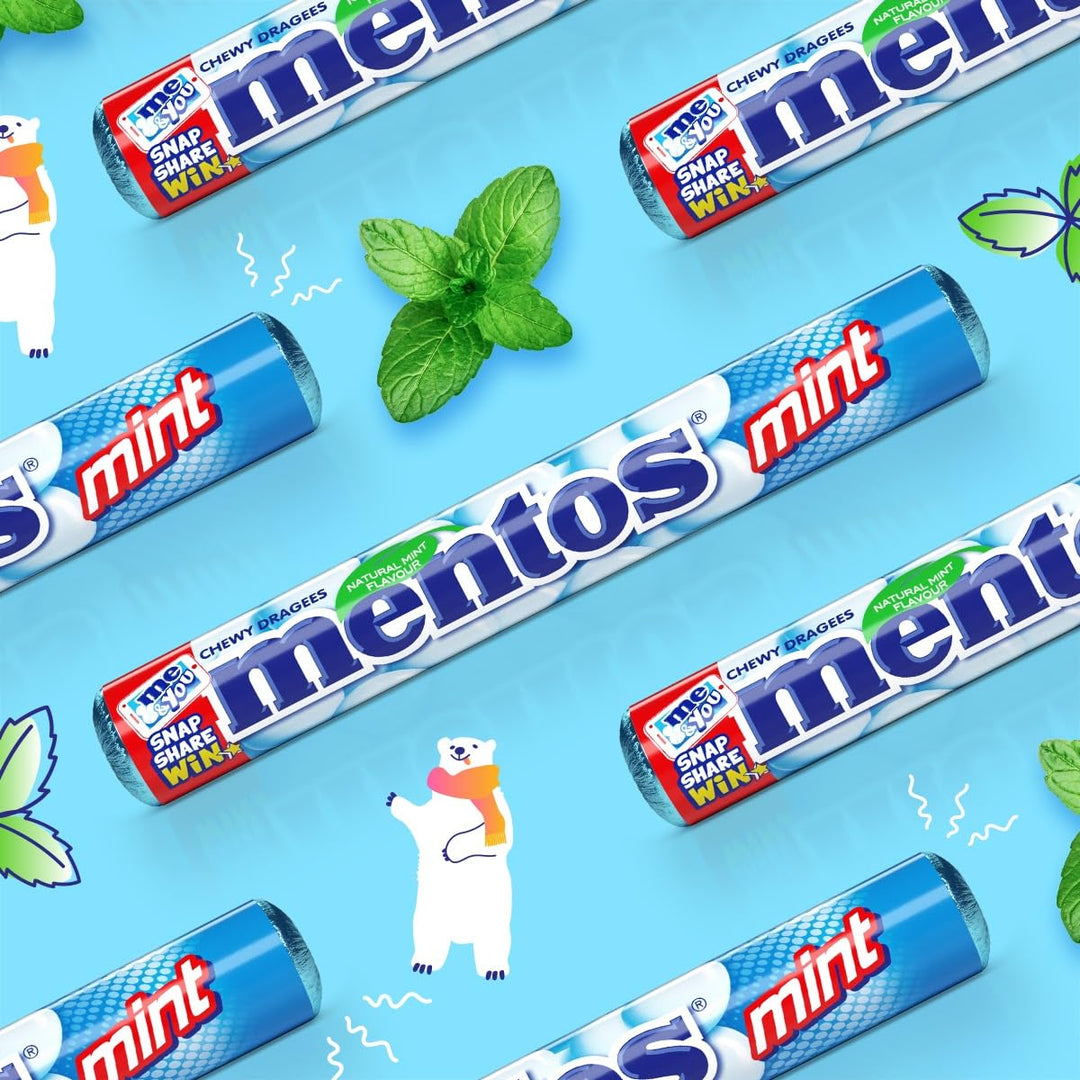 Mentos Mint Chewy Dragees - 40 x 38g Sugar-Free Mints