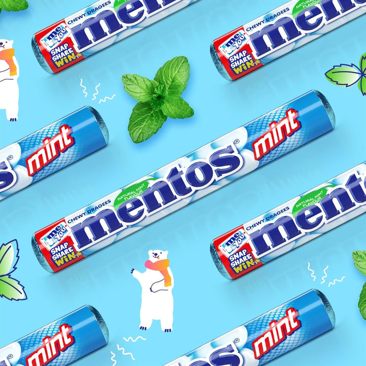 Mentos Mint Chewy Dragees - 40 x 38g Sugar-Free Mints