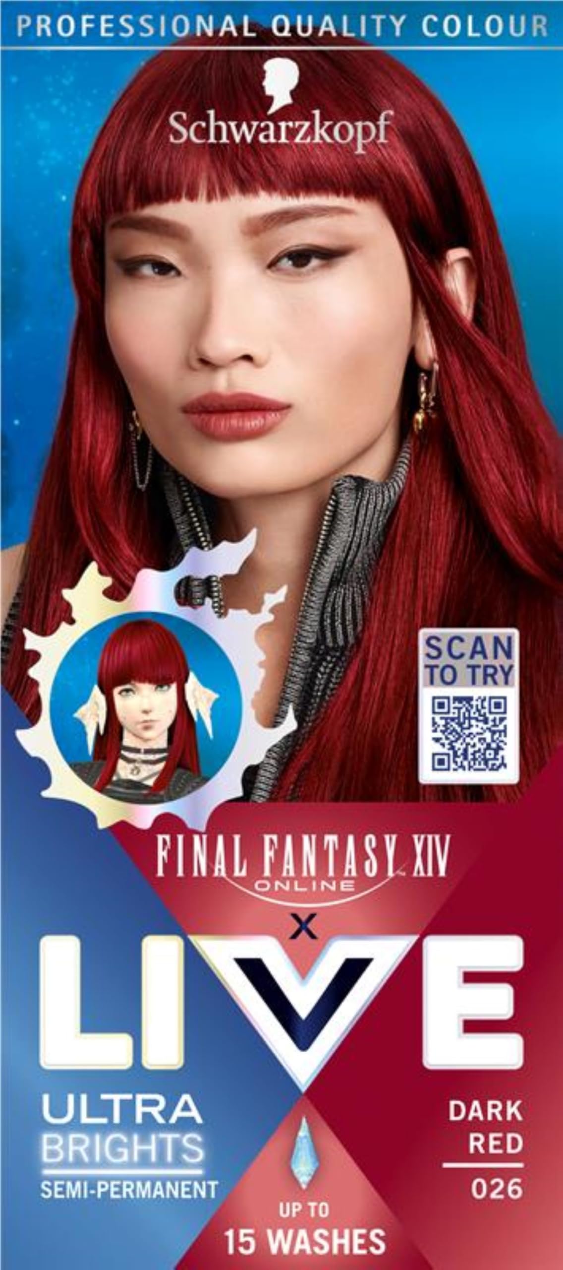 Schwarzkopf LIVE Ultra Brights or Pastels Dark Red 026 - Semi-Permanent Hair Dye (50ml) 1