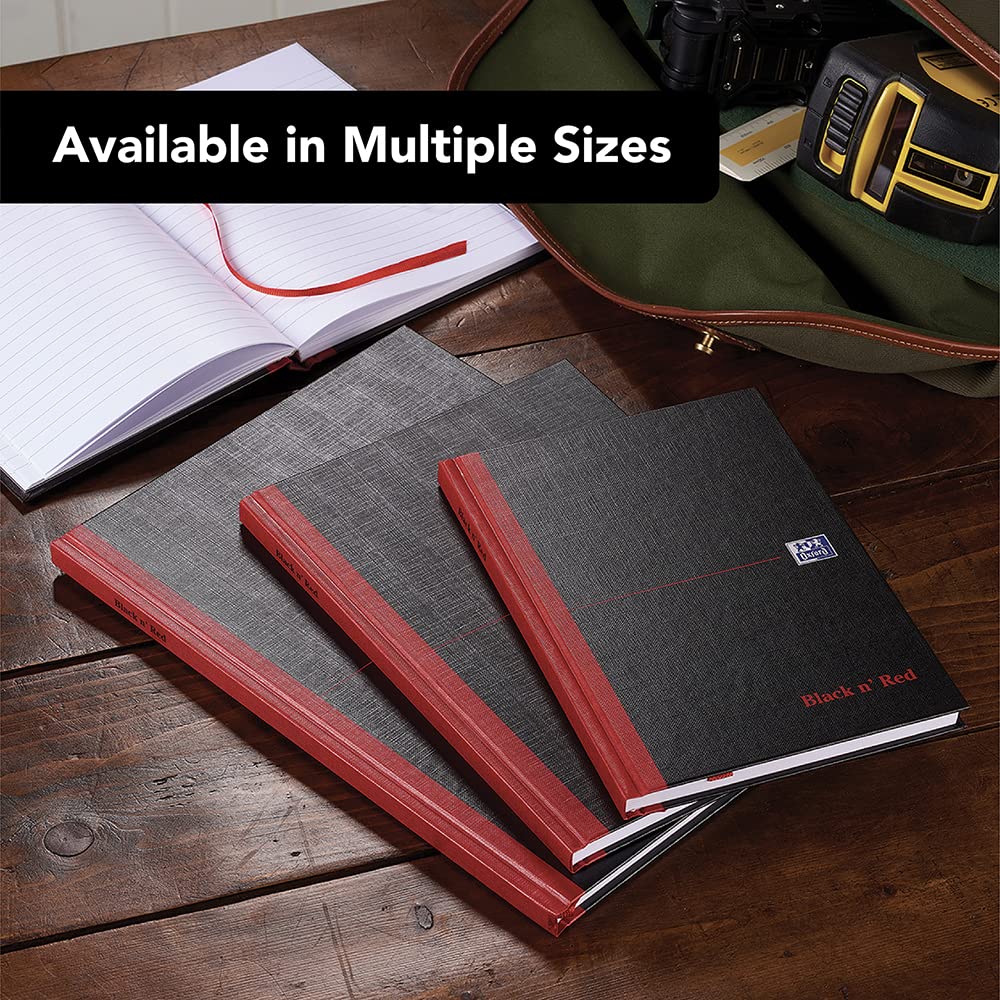 Black n' Red A6 Casebound Hardback Notebook - Ruled, 192 Pages, Black Cover with Red Spine 6