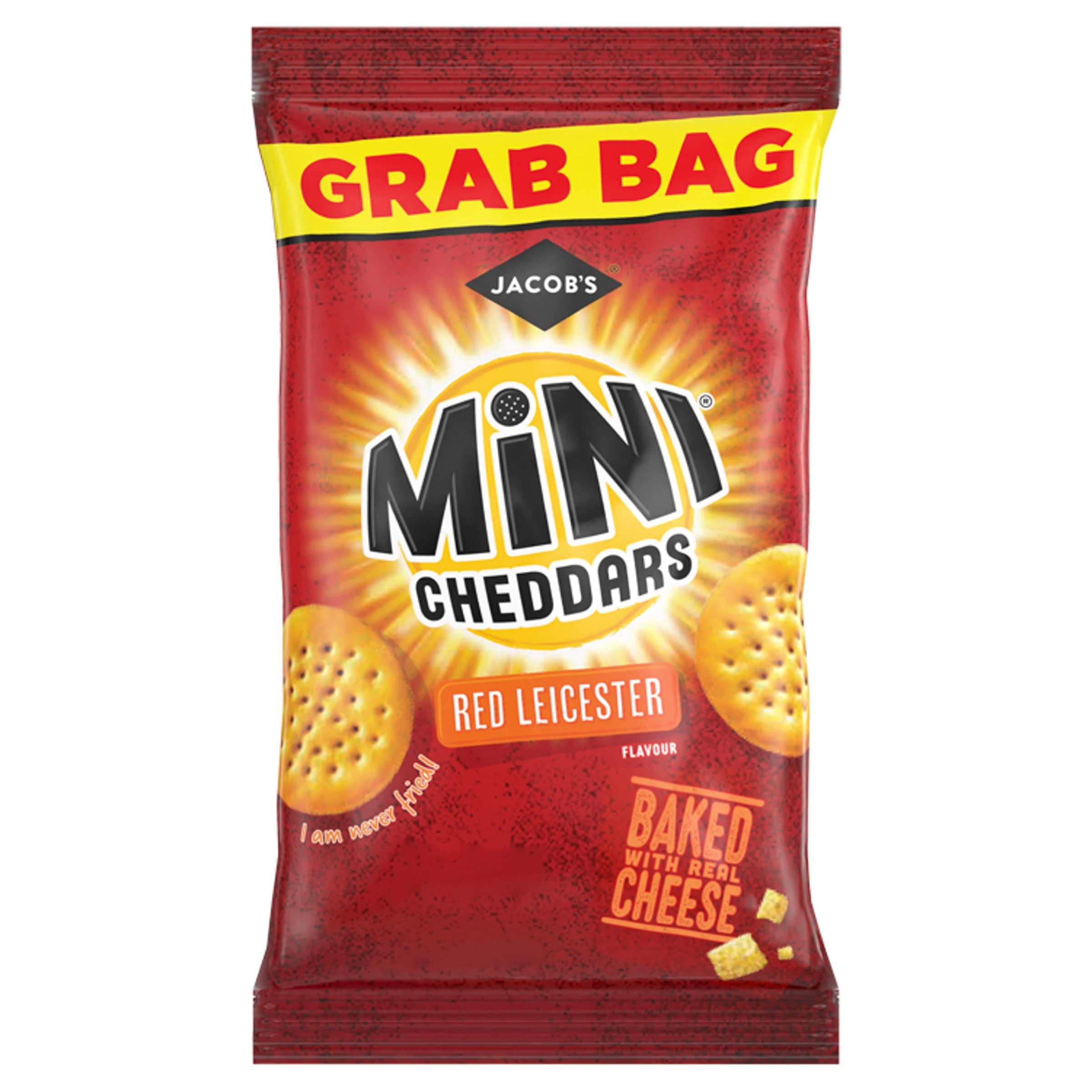 JACOB'S Mini Cheddars Red Leicester Cheese Crackers - 30 Pack of 45g Grab Bags 2