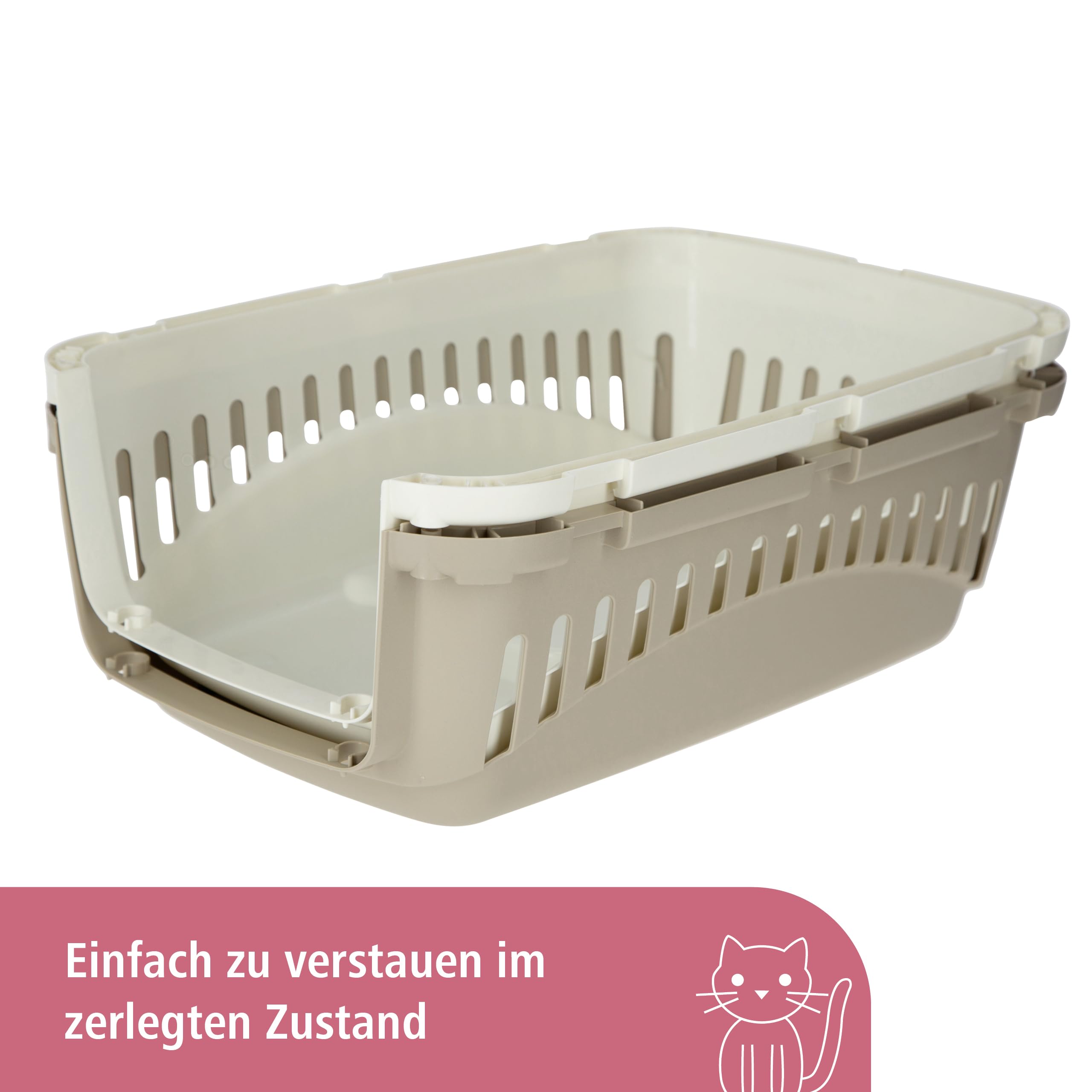 Kerbl Pet Transport Box Expedion with Plastic Door | 45 x 30 x 30 cm | Cream/Taupe 3
