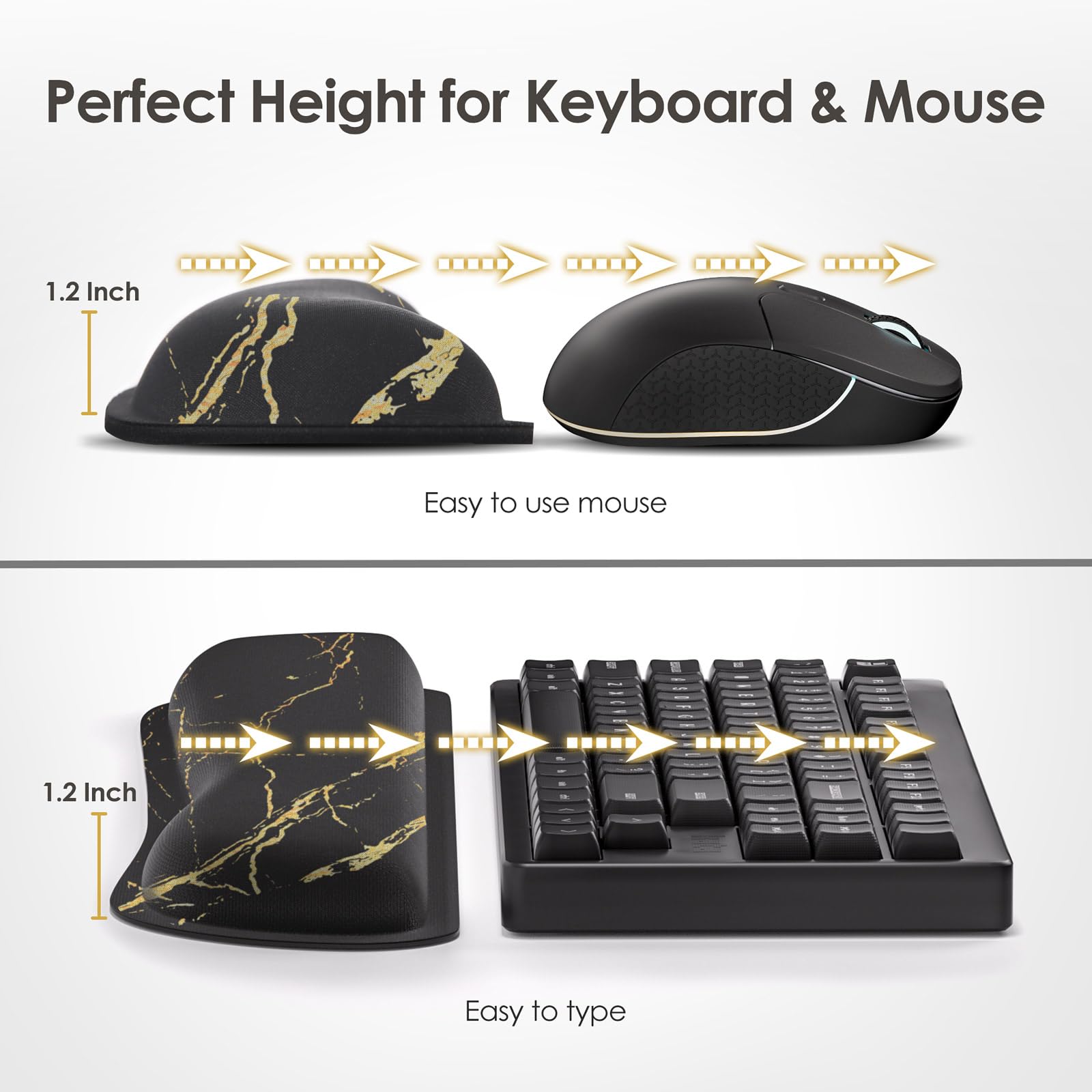 Gimars Ergonomic Keyboard Wrist Rest - Ultra Thick Memory Foam, Non-Slip Base | Marble 6