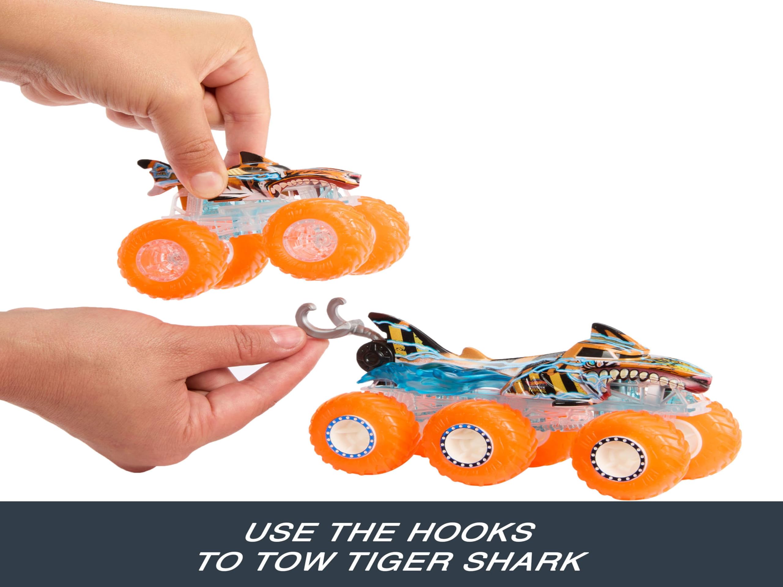 Hot Wheels Monster Trucks Multipack - Mega-Wrex & Tiger Shark 1:64 Scale Trucks with Big Rigs (HYJ29) 6