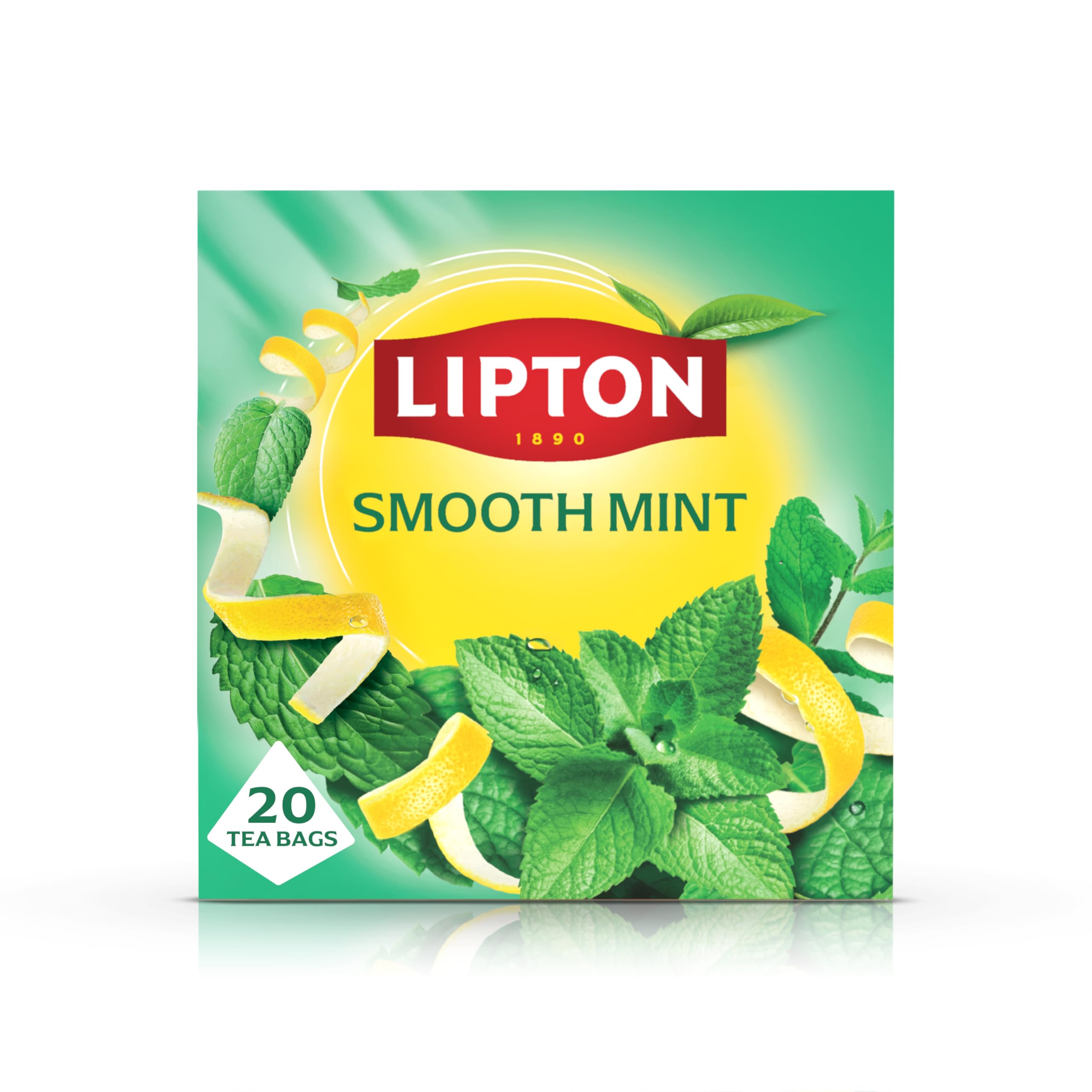Lipton Smooth Mint Fruit Infusion Herbal Tea Bags - Mint & Lemon Peels | 20 Count | Caffeine Free