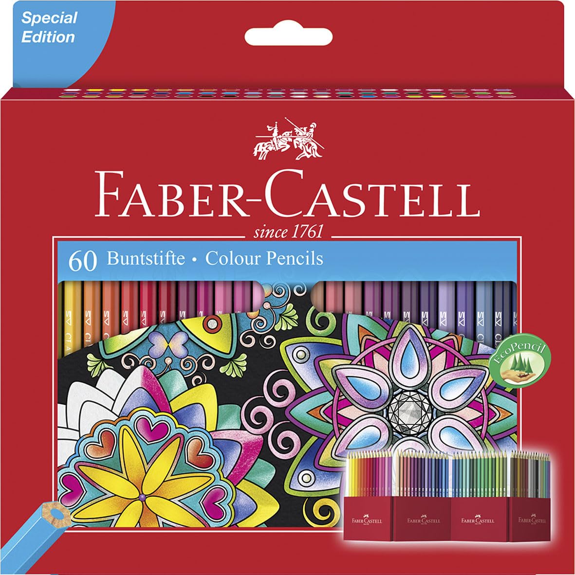Faber-Castell Coloured Pencils Set of 60 - Break Resistant Core | Eco Friendly Wood | Multicoloured