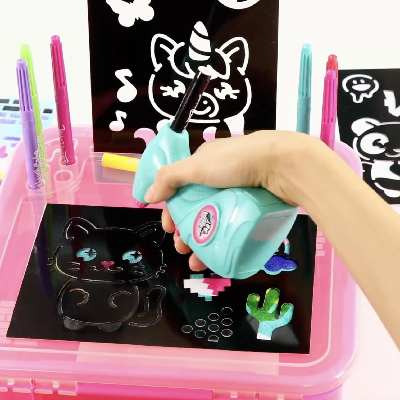 Canal Toys Airbrush Art Activity Case - Electronic Spray & 10 Stencils | Ages 6+ 6