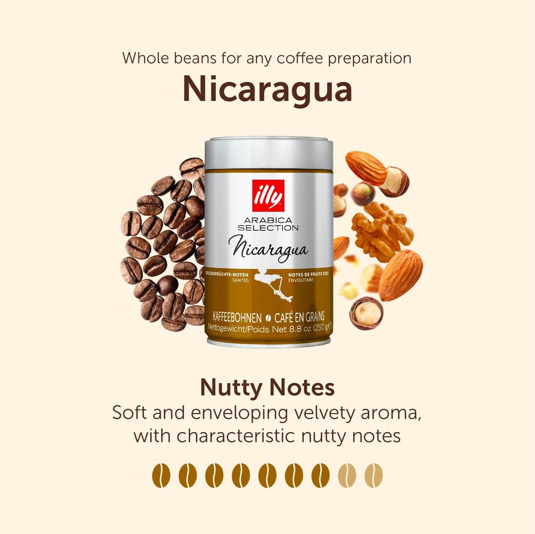 illy Nicaragua Medium Roast Coffee - 100% Arabica Beans - 250g Tin
