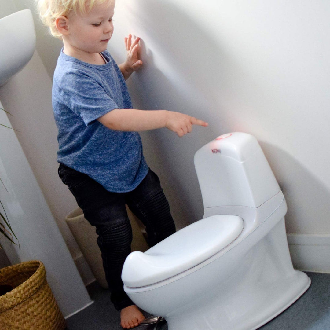 Nuby My Real Mini Size Toilet with Lid and Flush Sound - Realistic Potty Training Toilet for Toddlers