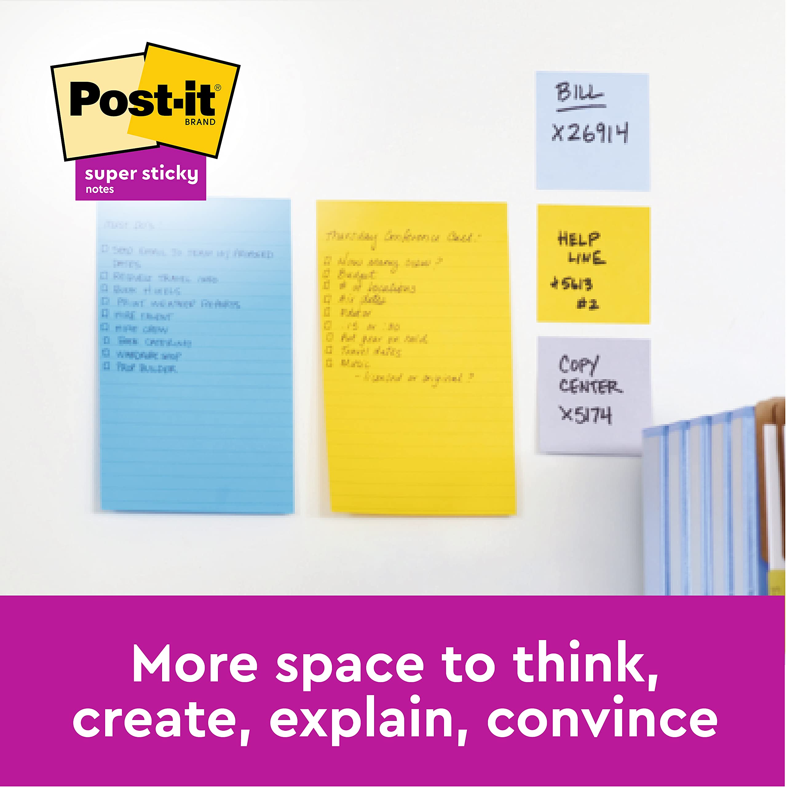 Post-it Super Sticky Notes - 152 x 101 mm Large Pad, Assorted Colors (4 Pads, 45 Sheets/Pad) 3