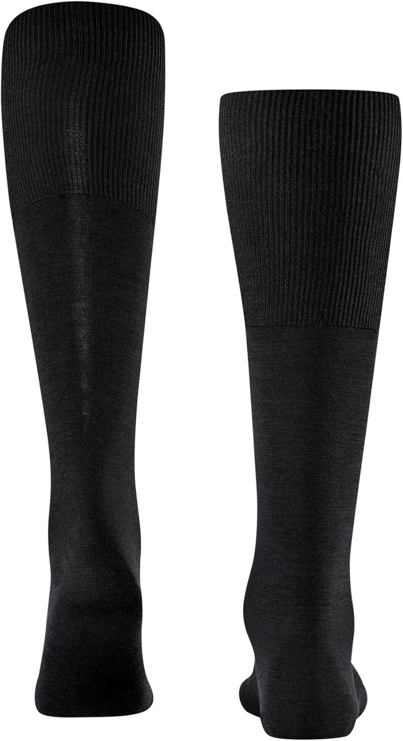 FALKE Men's Airport Socks - Wool Cotton Blend, Black (3000), Size 5.5-6.5, 1 Pair