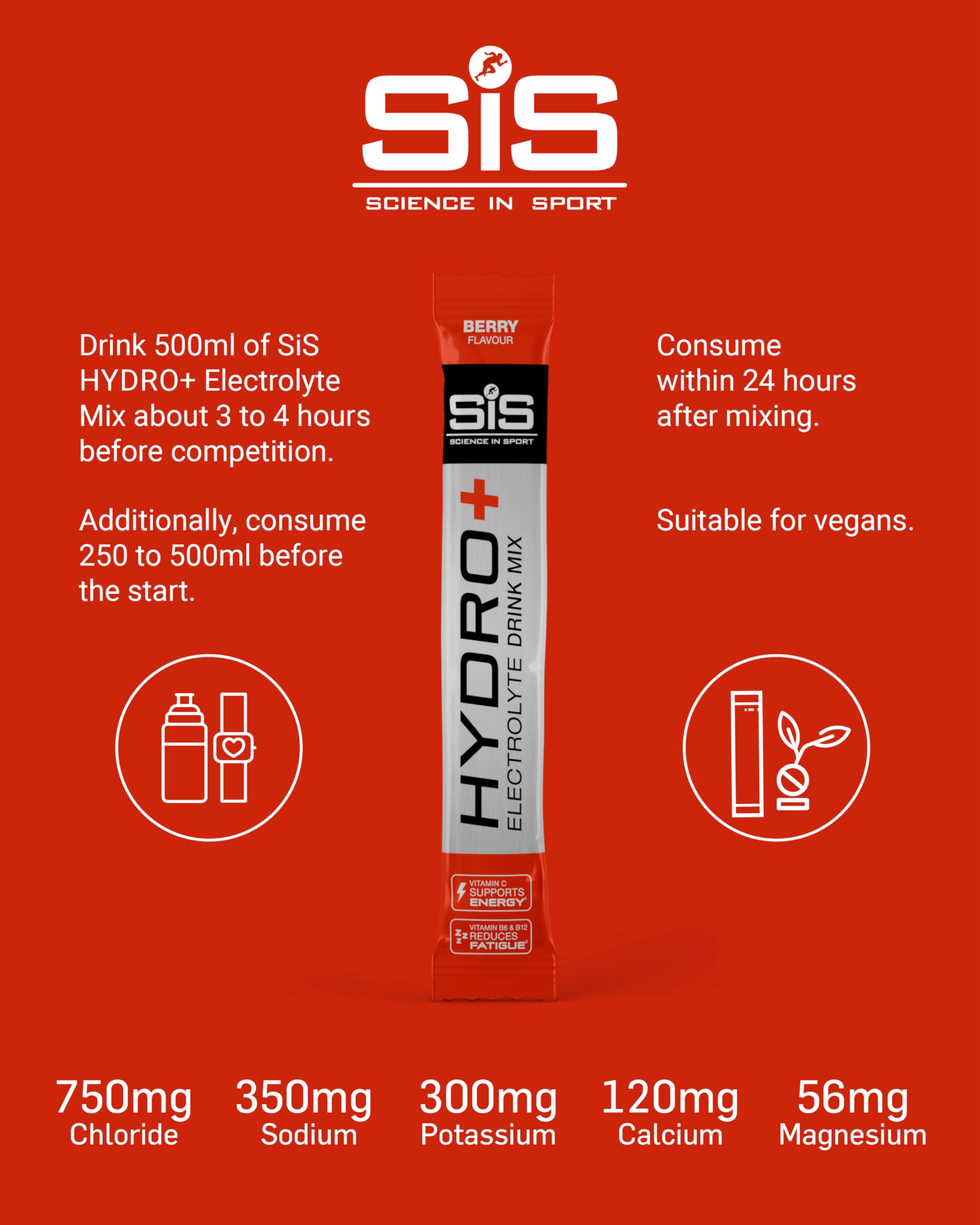 Science in Sport Hydro+ Electrolytes Powder Sachets with 5 Essential Electrolytes | Berry | 20 Servings 4