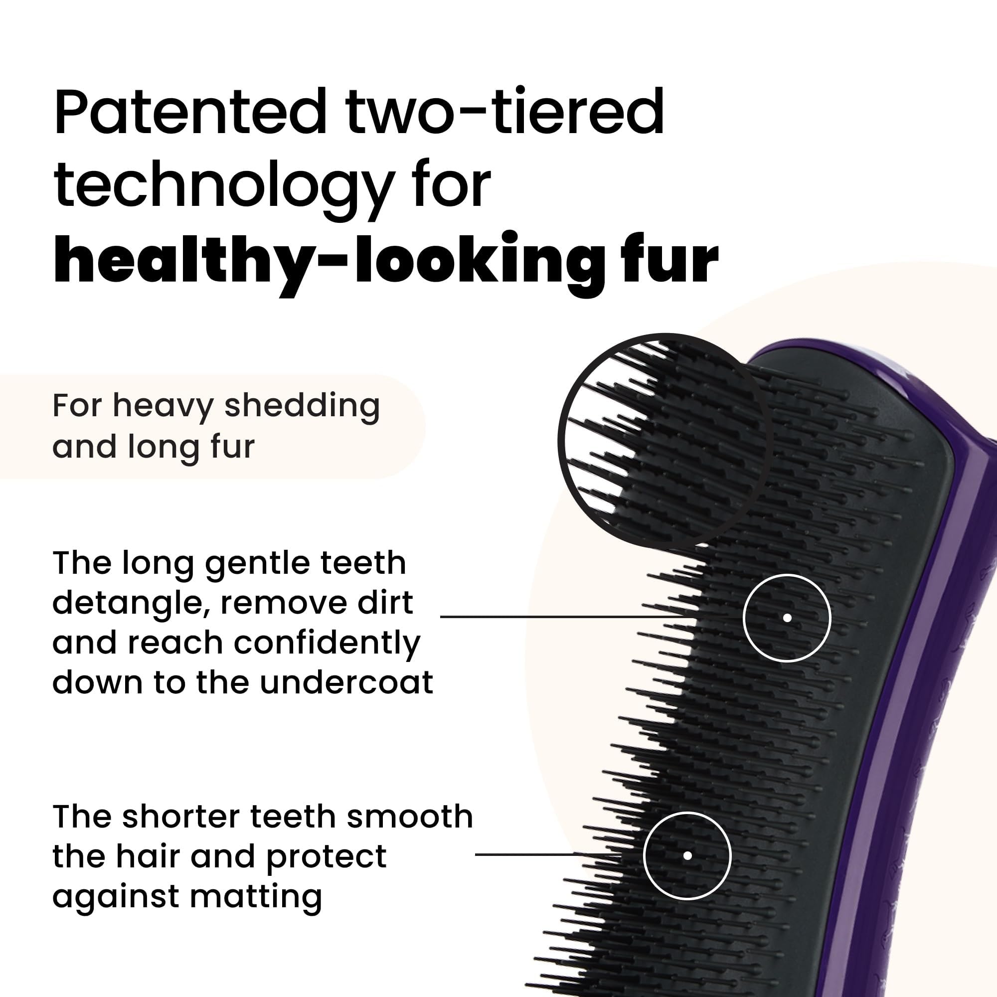 Pet Teezer De-Shedding Grooming Brush - Undercoat Removal | Purple & Grey | Large 2