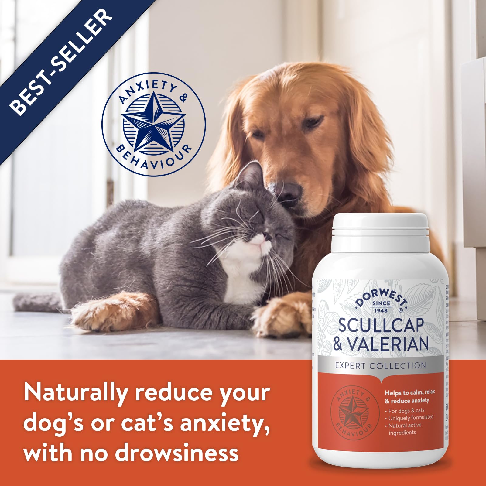 DORWEST HERBS Scullcap & Valerian Calming Tablets for Dogs and Cats - 500 Count, Natural Stress Relief 2