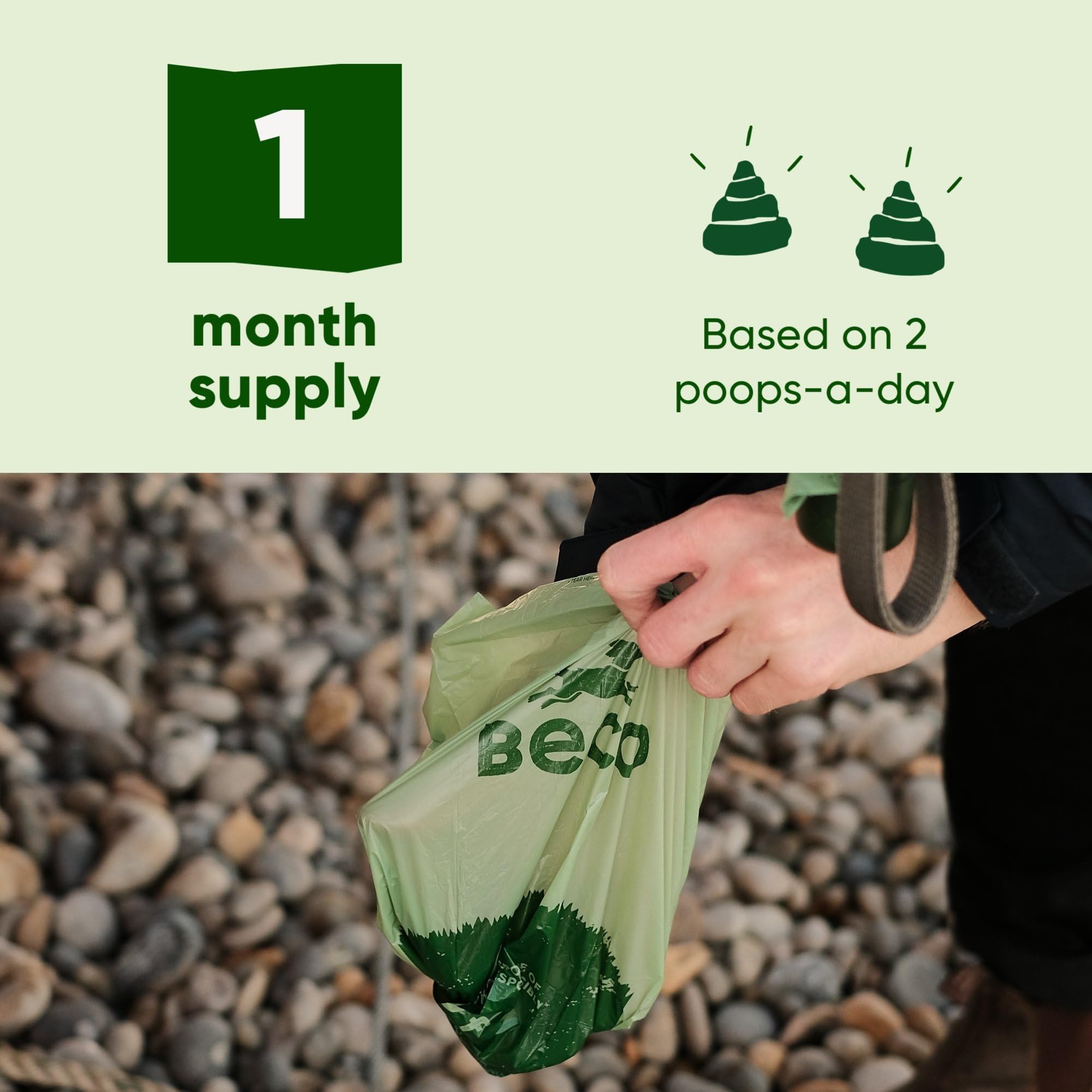 Beco Strong & Large Poop Bags - 60 Unscented Bags (4 Rolls) | 100% Leakproof | Recycled Plastic 8