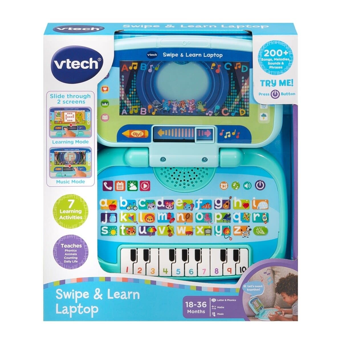 VTech Swipe & Learn Laptop - Phonics, Counting, Early Computer Skills | Ages 18-36 Months 1