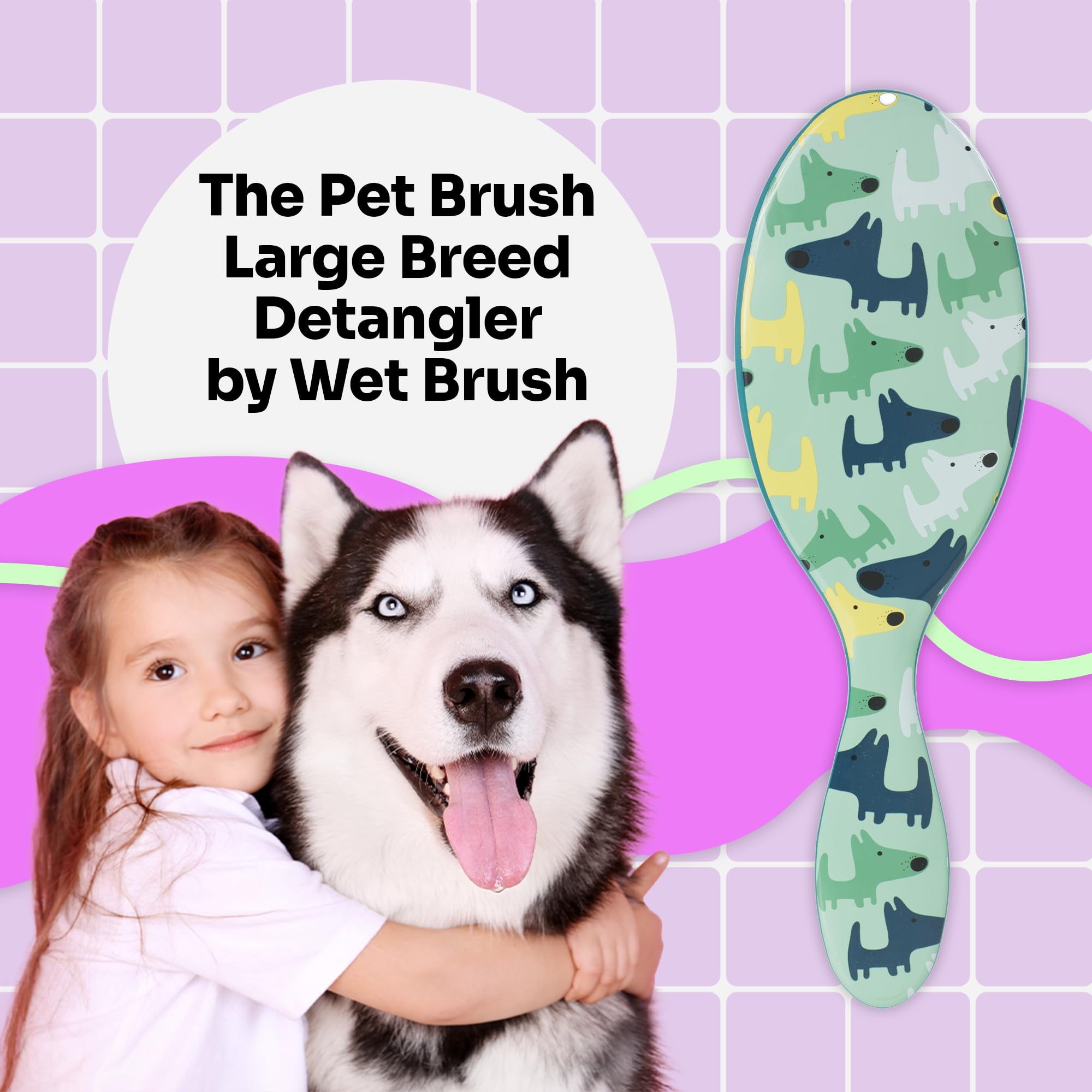 Wet Brush Pet Hair Brush - Large Dog Breed Detangler | Dog Camo | Ergonomic Handle 2