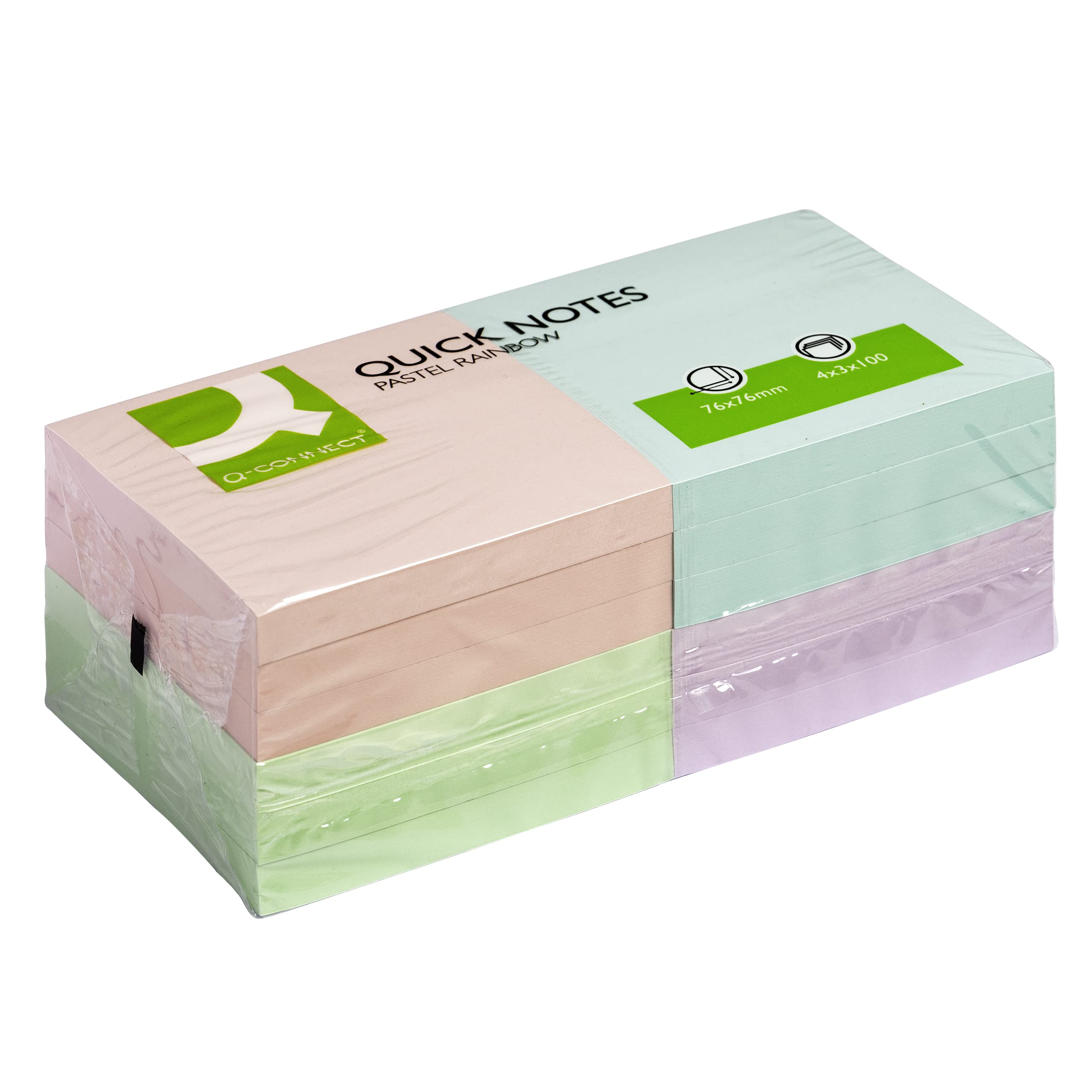 Q-Connect Quick Notes - 76x76mm Pastel Multi-Color Sticky Notes | 100 Sheets/Pad | 12 Pack 1