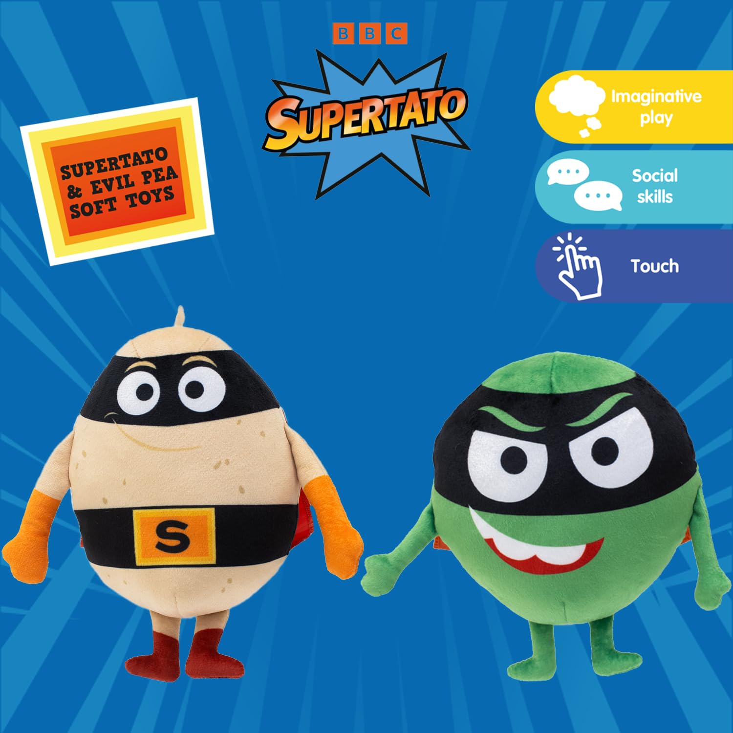 Supertato & Evil Pea Soft Toy Twin Pack - CBeebies Characters