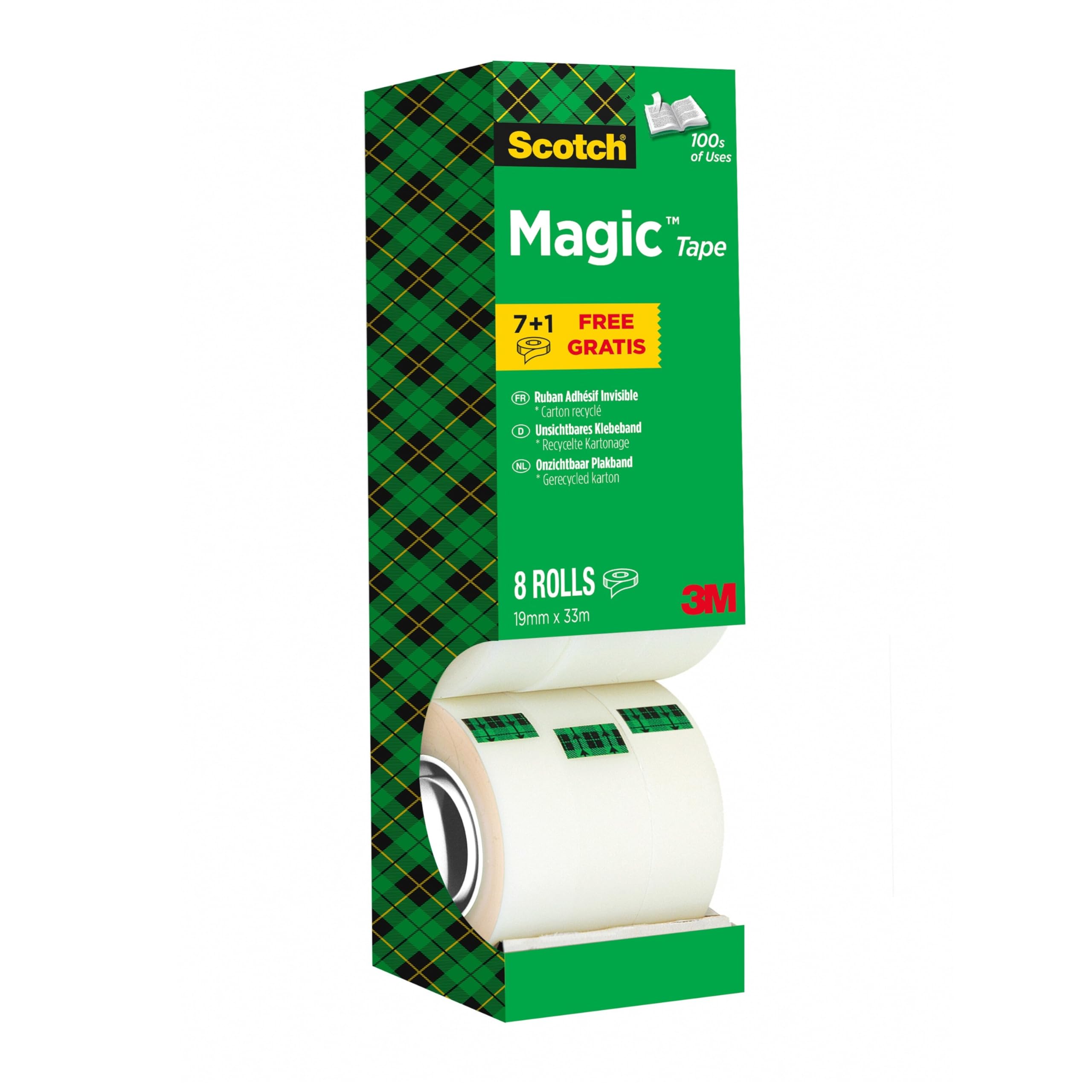 Scotch Magic Tape, Value Pack, 8 Rolls , 19 mm x 33 m - General Purpose Sticky Tape for Document Repair, Labelling & Sealing 1