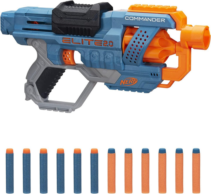 Nerf Elite 2.0 Commander RD-6 Blaster - 6-Dart Drum, Slam Fire, Tactical Rails - Ages 8+