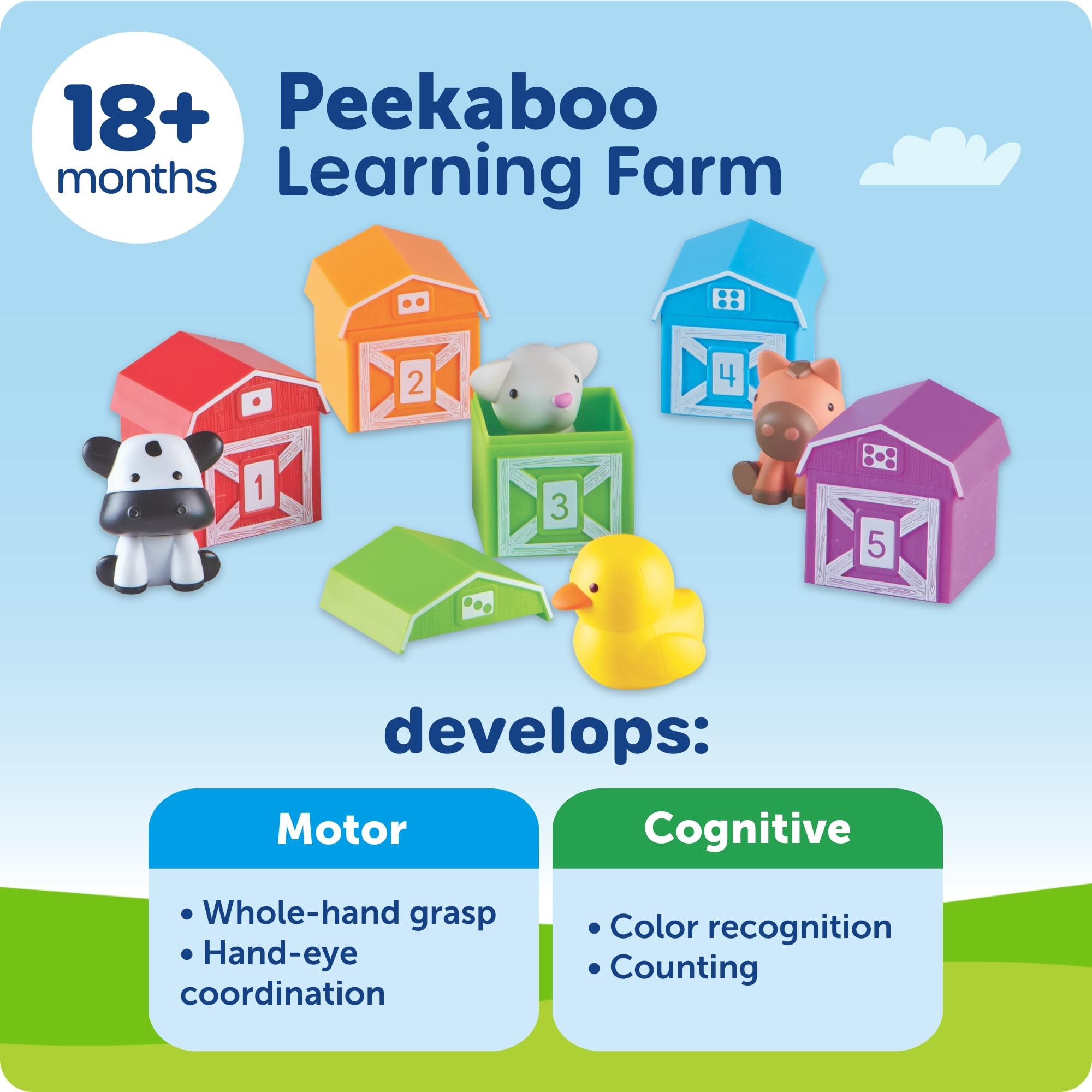 Learning Resources Peekaboo Learning Farm Sorting Toy | Ages 18 Months+ | Plastic 6