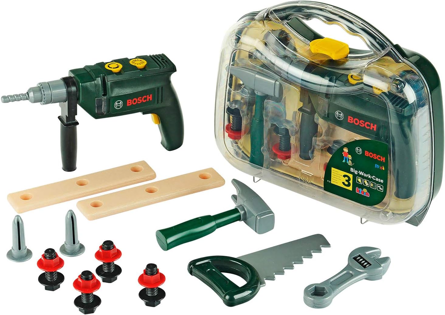 Theo Klein 8416 Bosch Tool Case - 16-Piece Battery-Powered Drill Playset for Kids 3+ 1
