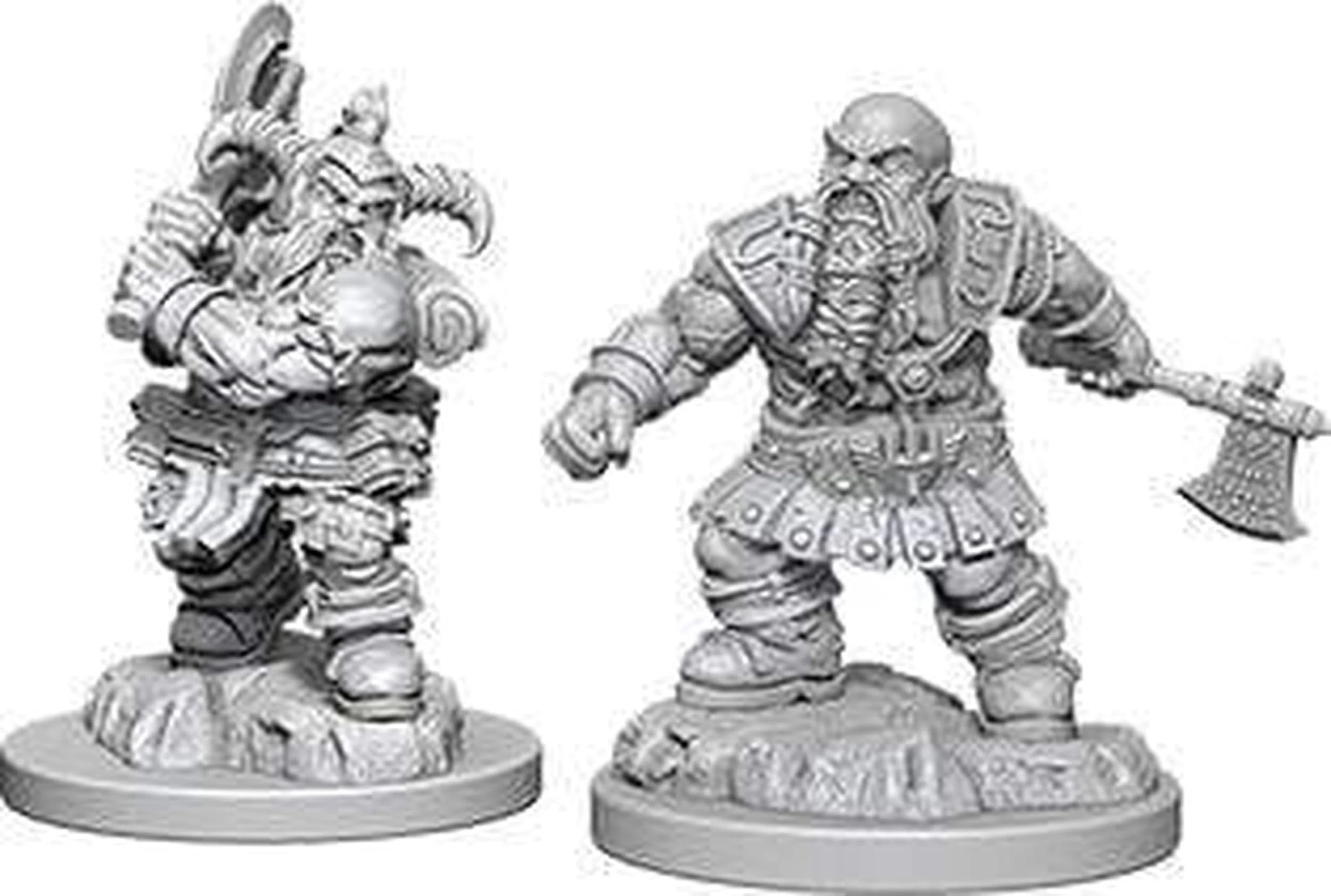 NECA Dungeons & Dragons Nolzur's Marvelous Unpainted Miniatures: Male Dwarf Fighter | Primed