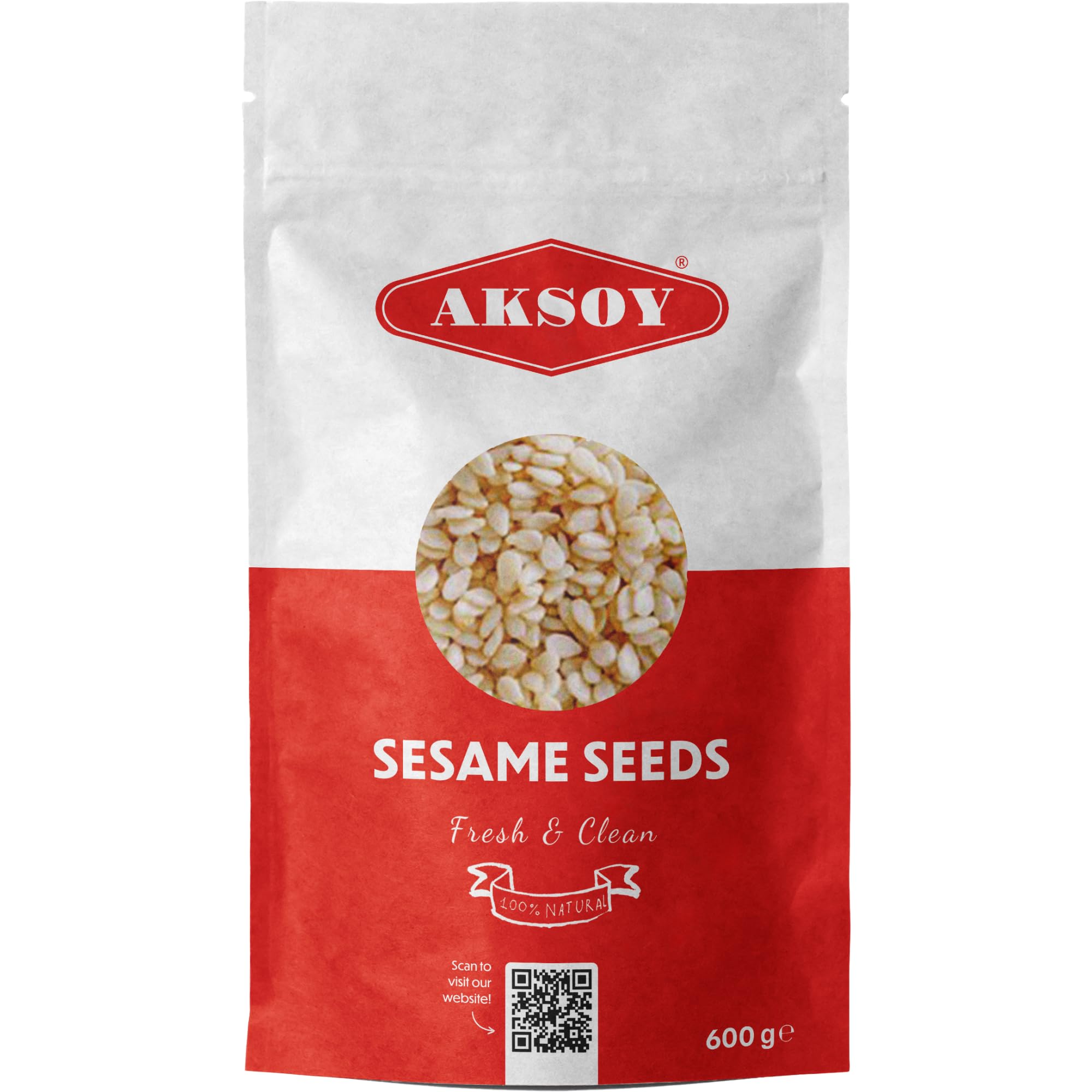 AKSOY Premium Sesame Seeds - 100% Natural, Nutty Flavor | 600g Pack 1