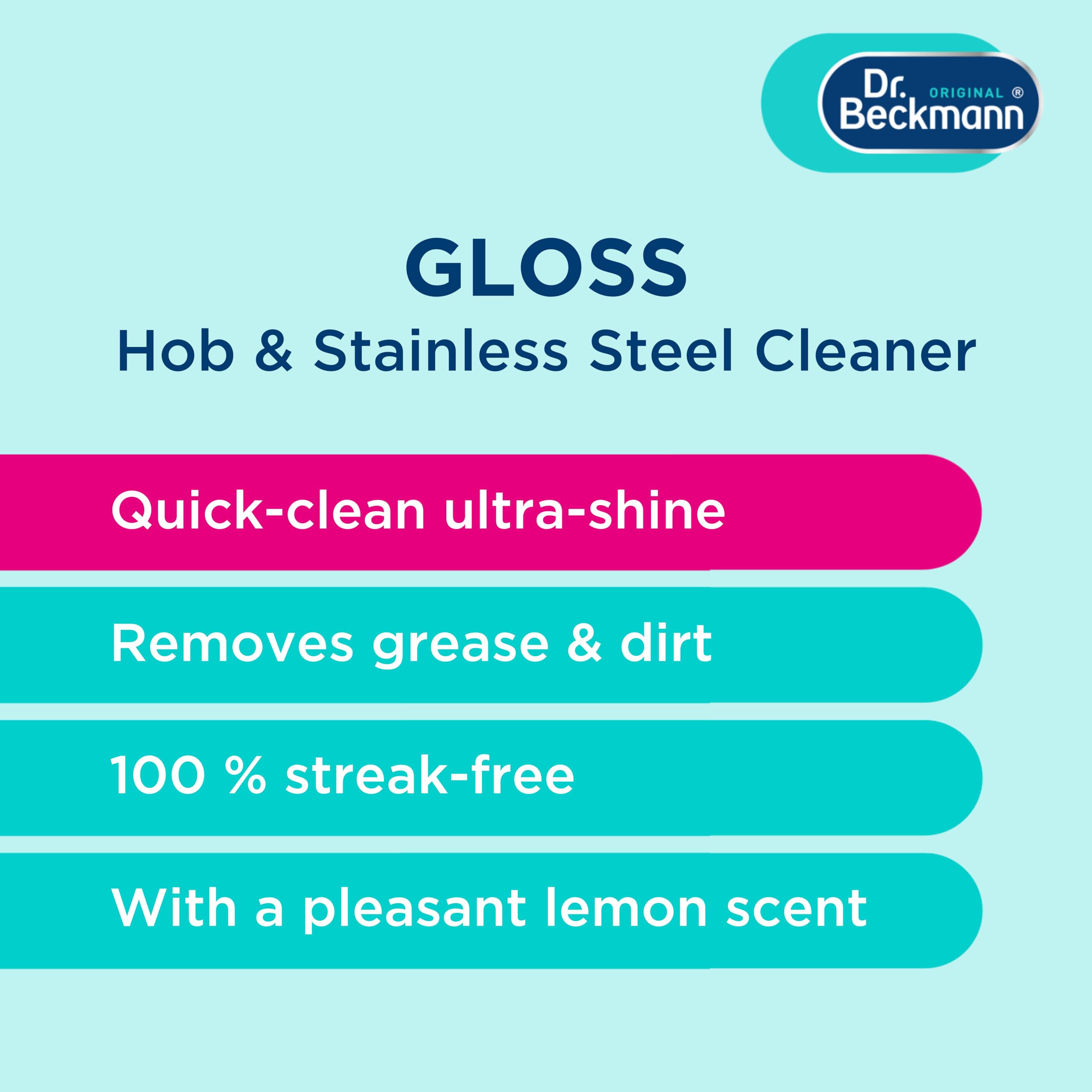 Dr. Beckmann Hob & Stainless Steel Cleaner - Streak-Free Shine for All Hobs | 250 ml