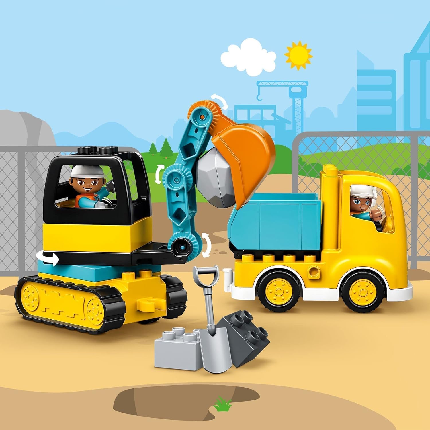 LEGO DUPLO Town Truck & Tracked Excavator Construction Playset for Toddlers 2+ 6
